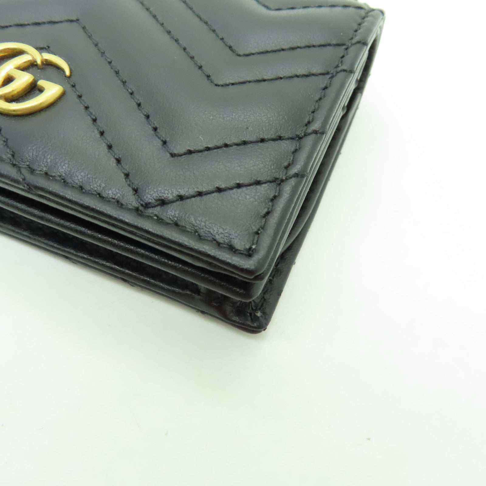 GUCCI 牛皮皮革GG Marmont Wallet金扣錢包黒色