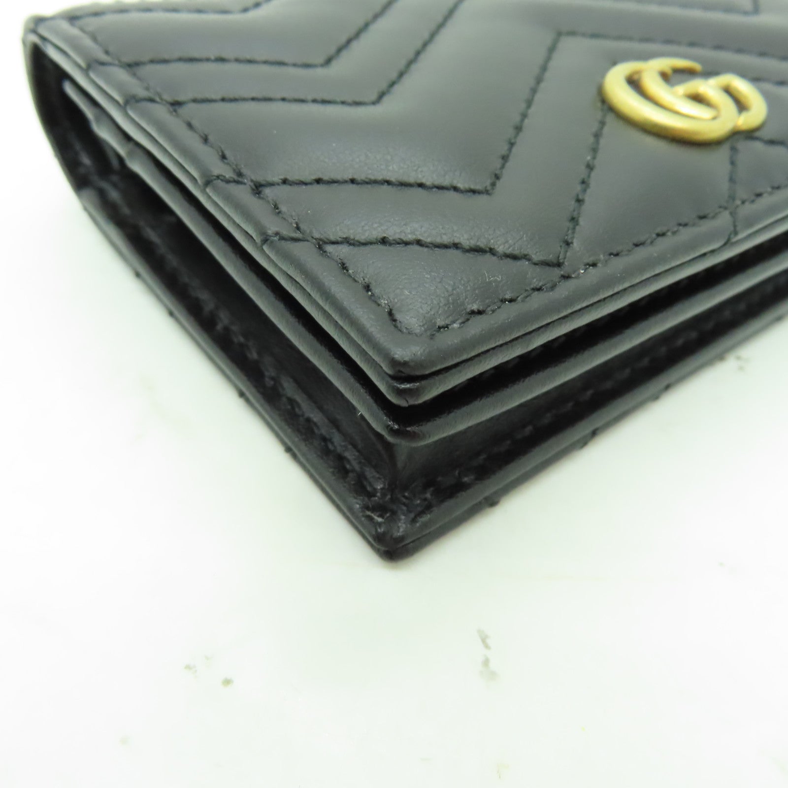 GUCCI 牛皮皮革GG Marmont Wallet金扣錢包黒色