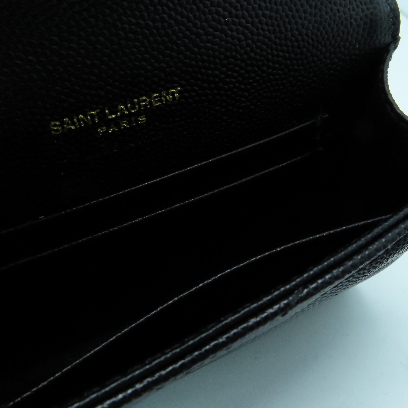 SAINT LAURENT 牛皮皮革Card Case金扣卡片套黑色