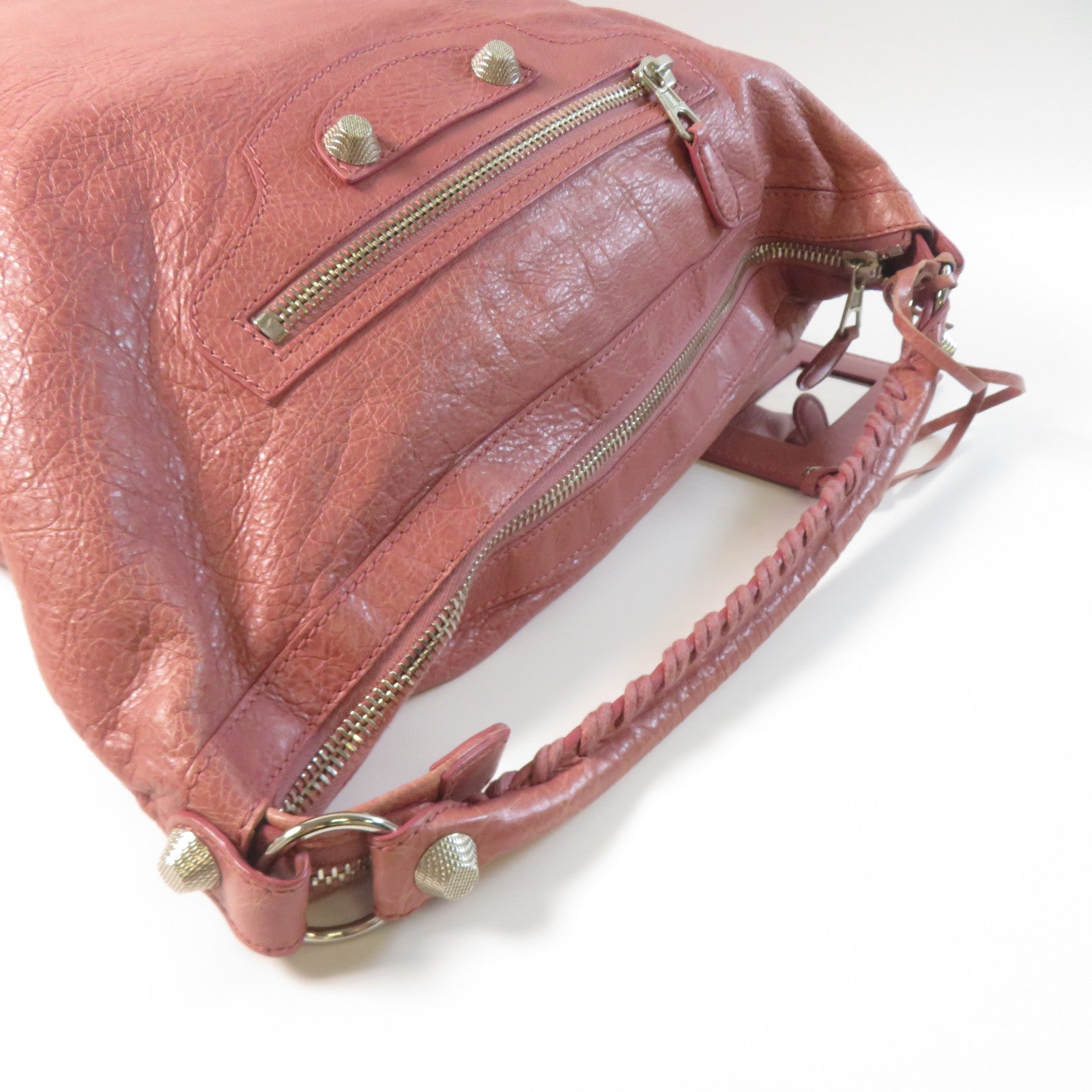 BALENCIAGA 羊皮皮革Bucket Bag金扣肩背袋粉紅色