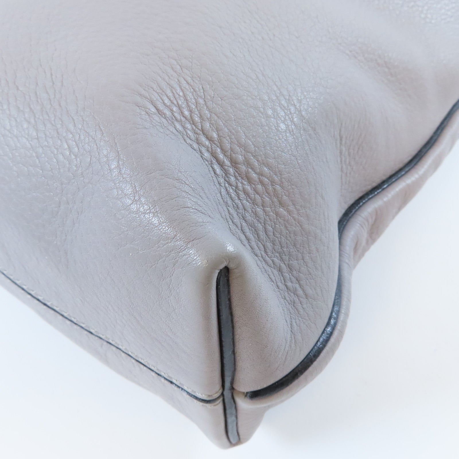 LOEWE 牛皮皮革Shoulder Bag銀扣肩背袋灰色