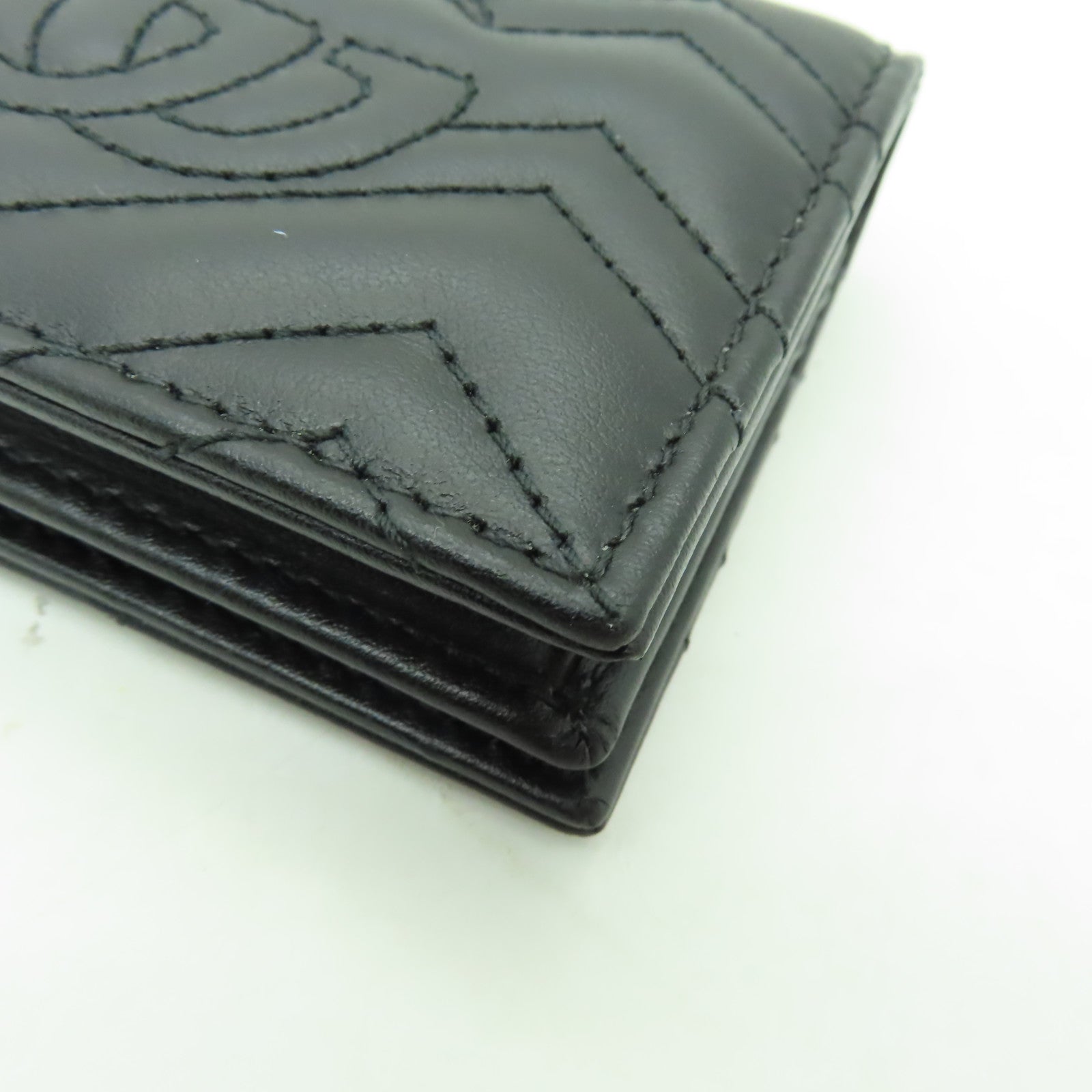 GUCCI 牛皮皮革GG Marmont Wallet金扣錢包黒色