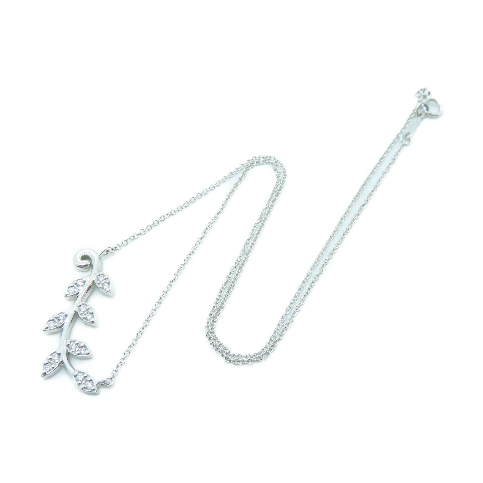TIFFANY＆CO 18K白金Olive Leaf Diamond Necklace項鍊