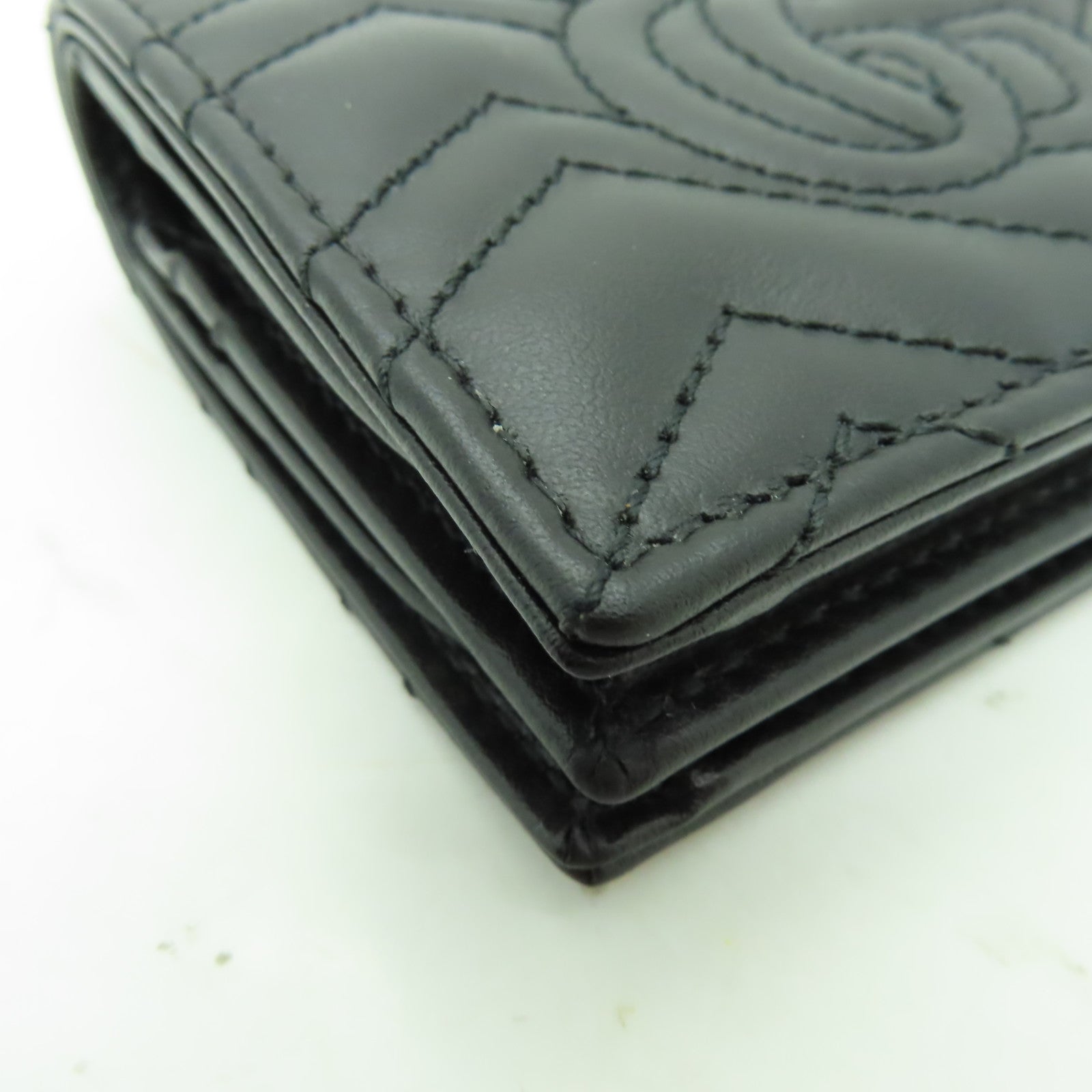 GUCCI 牛皮皮革GG Marmont Wallet金扣錢包黒色