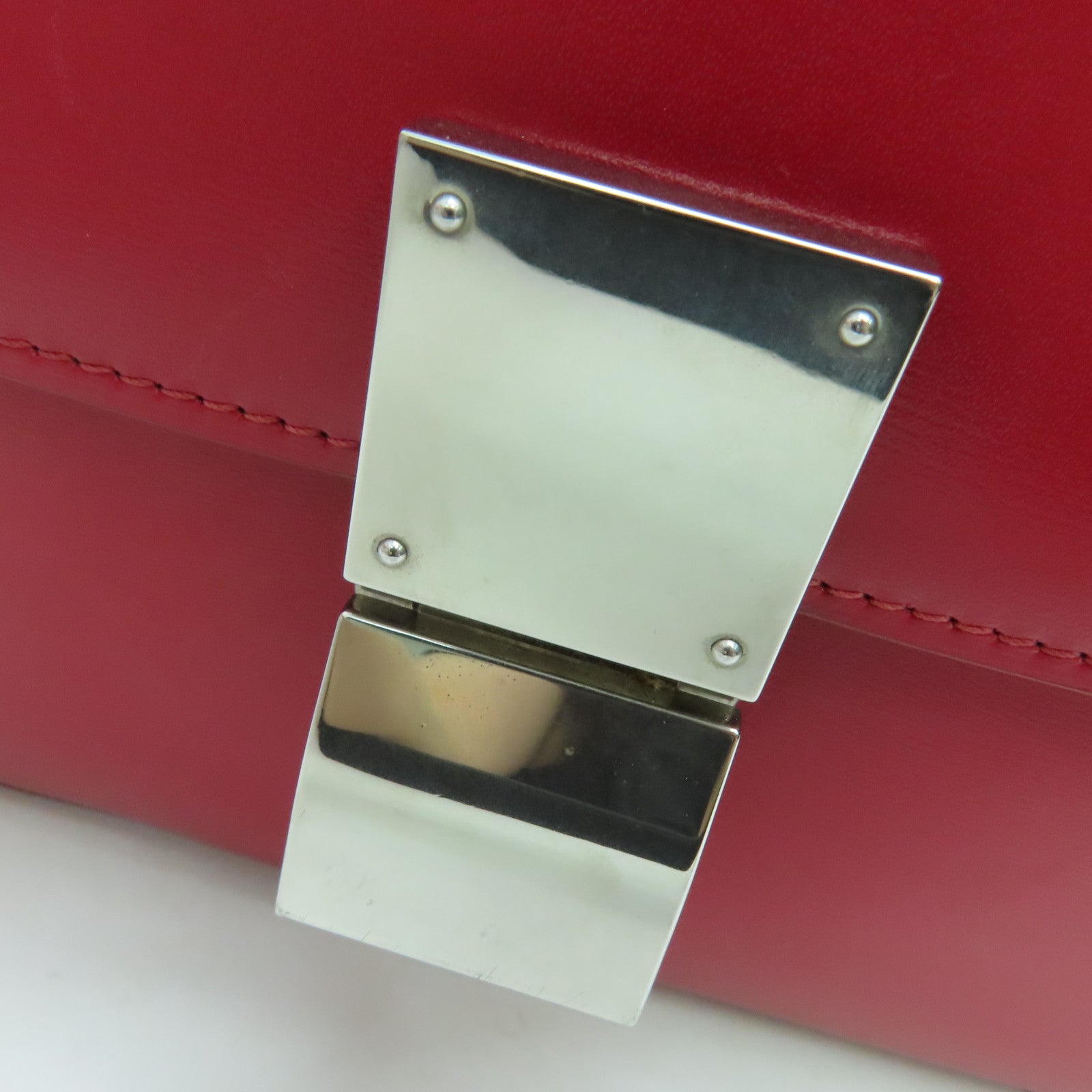 CELINE 牛皮皮革Classic Box银扣肩背袋红色