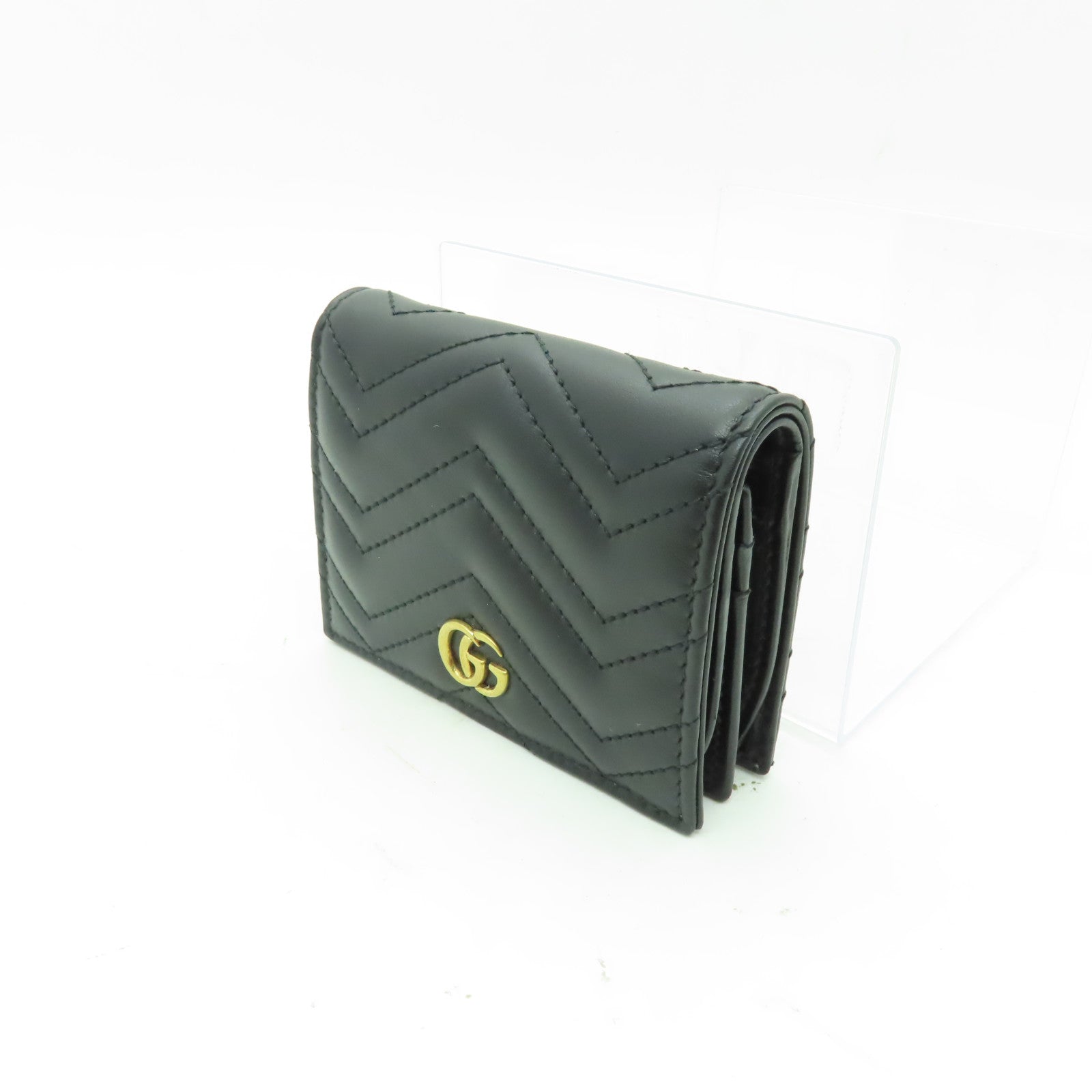 GUCCI 牛皮皮革GG Marmont Wallet金扣錢包黒色
