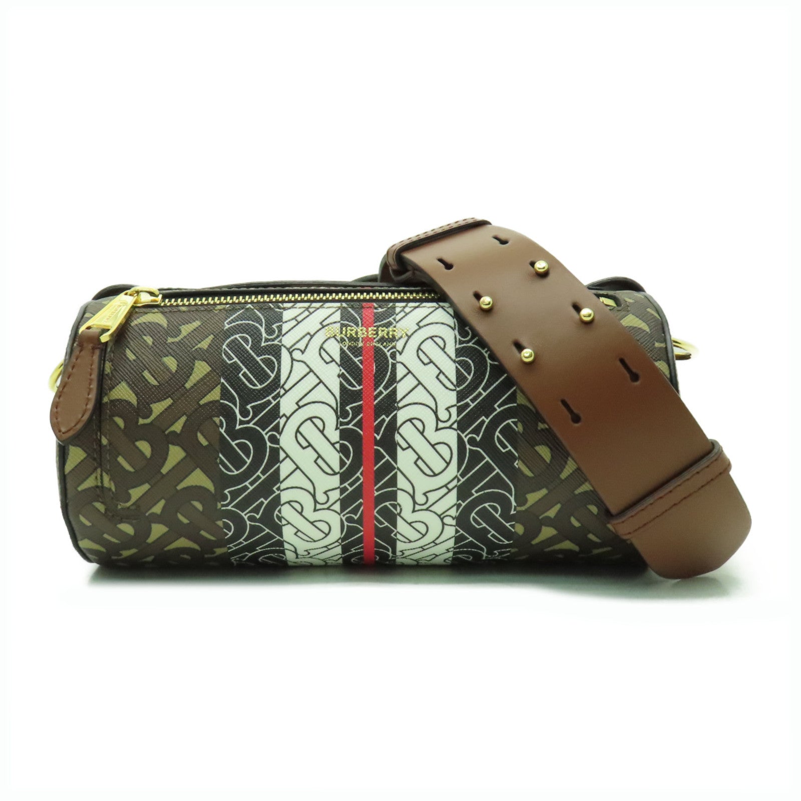 BURBERRY 塗層皮革Barrel Bag金扣肩背袋啡色