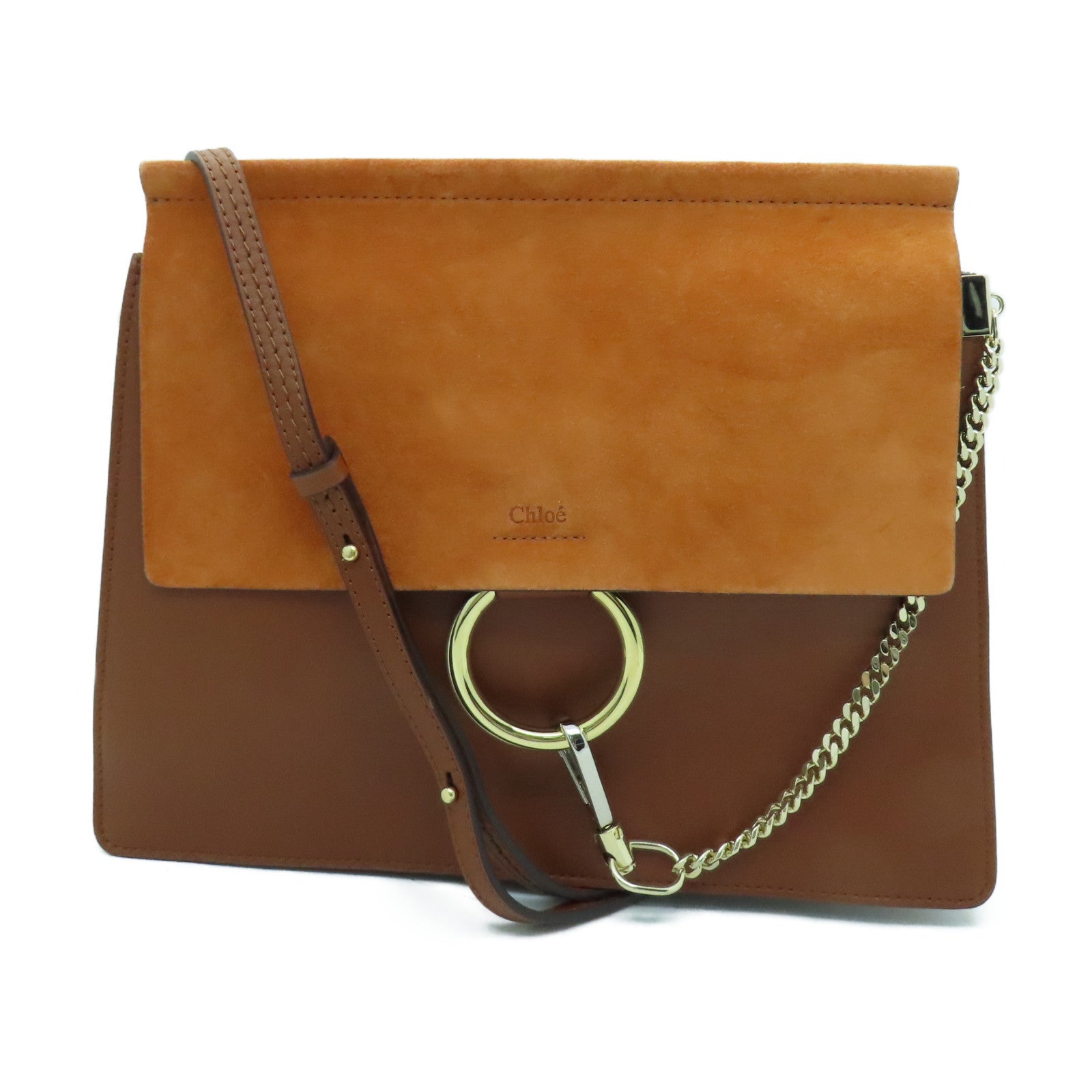 Chloe 牛皮皮革Shoulder Bag金扣肩背袋啡色