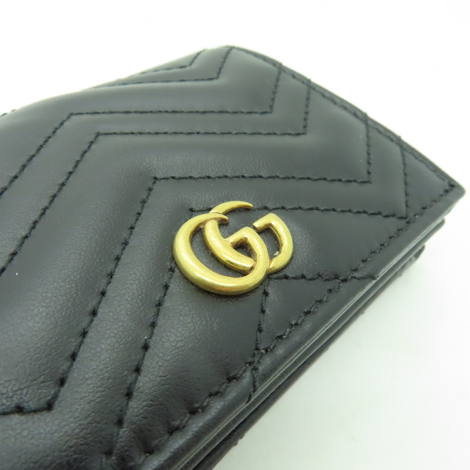 GUCCI 牛皮皮革GG Marmont Wallet金扣錢包黒色