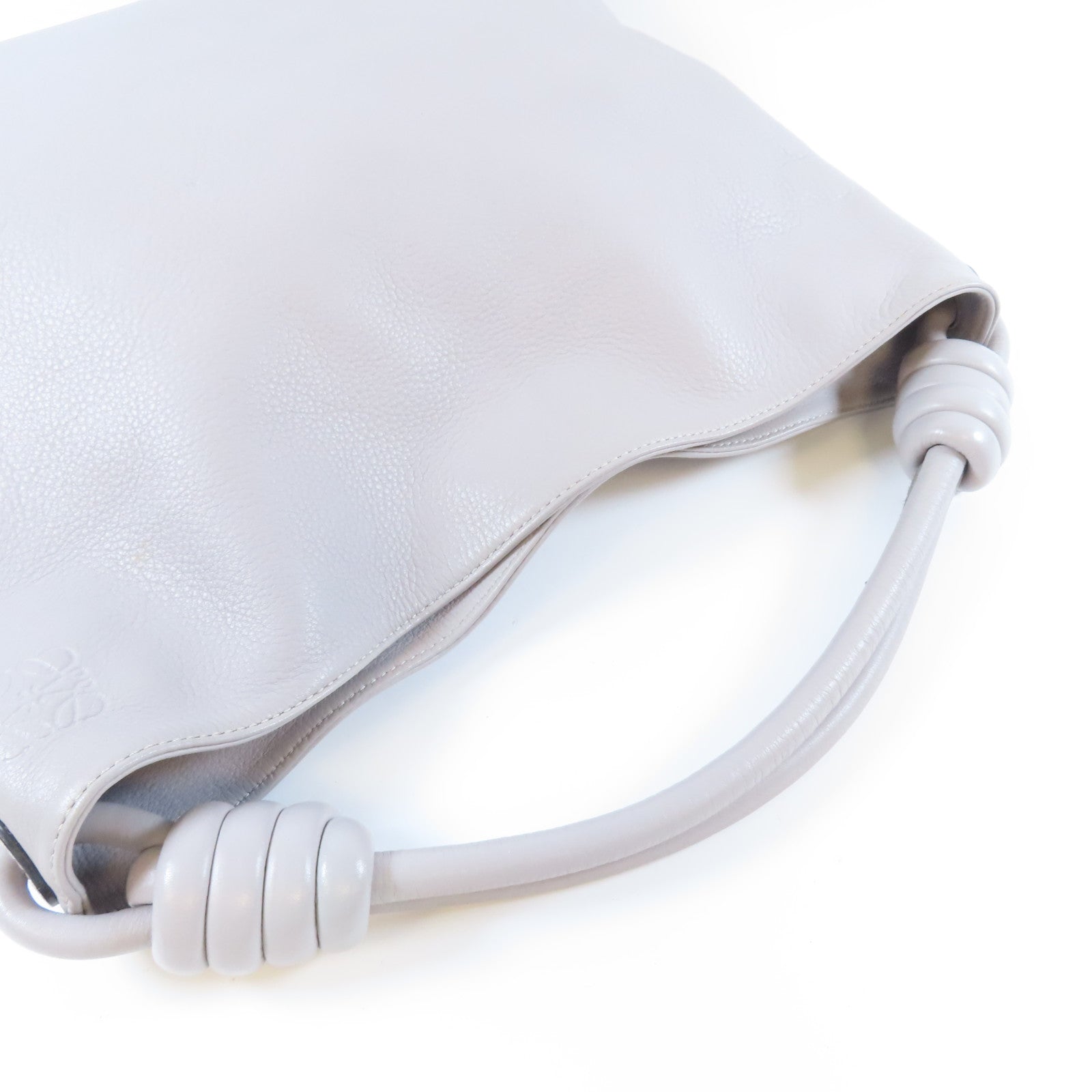LOEWE 牛皮皮革Shoulder Bag銀扣肩背袋灰色