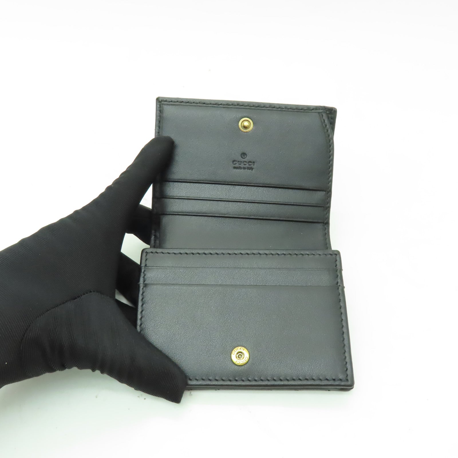 GUCCI 牛皮皮革GG Marmont Wallet金扣錢包黒色