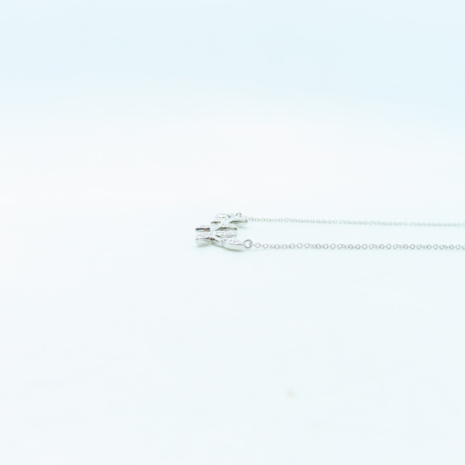 TIFFANY＆CO 18K白金Olive Leaf Diamond Necklace項鍊