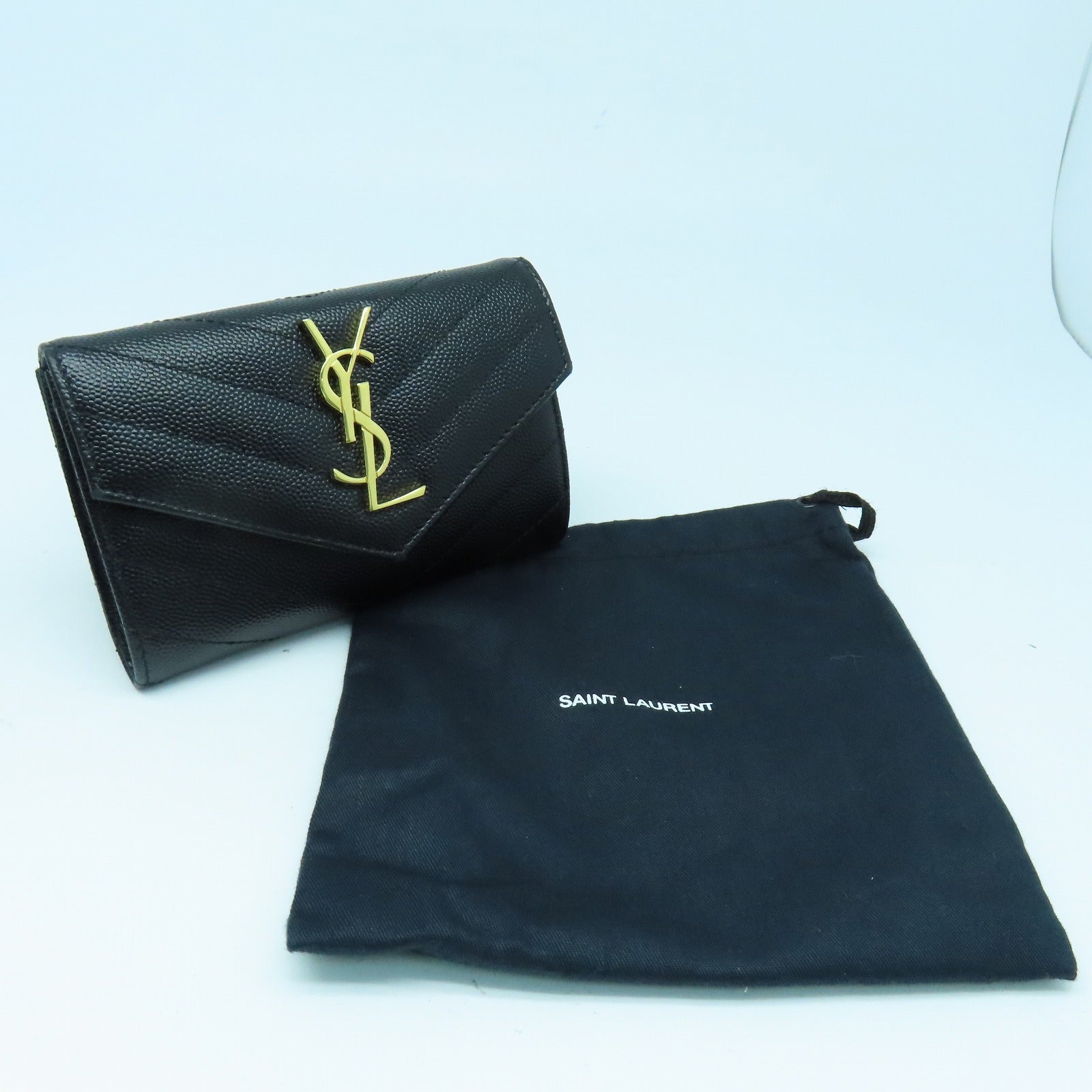 SAINT LAURENT 牛皮皮革Card Case金扣卡片套黑色