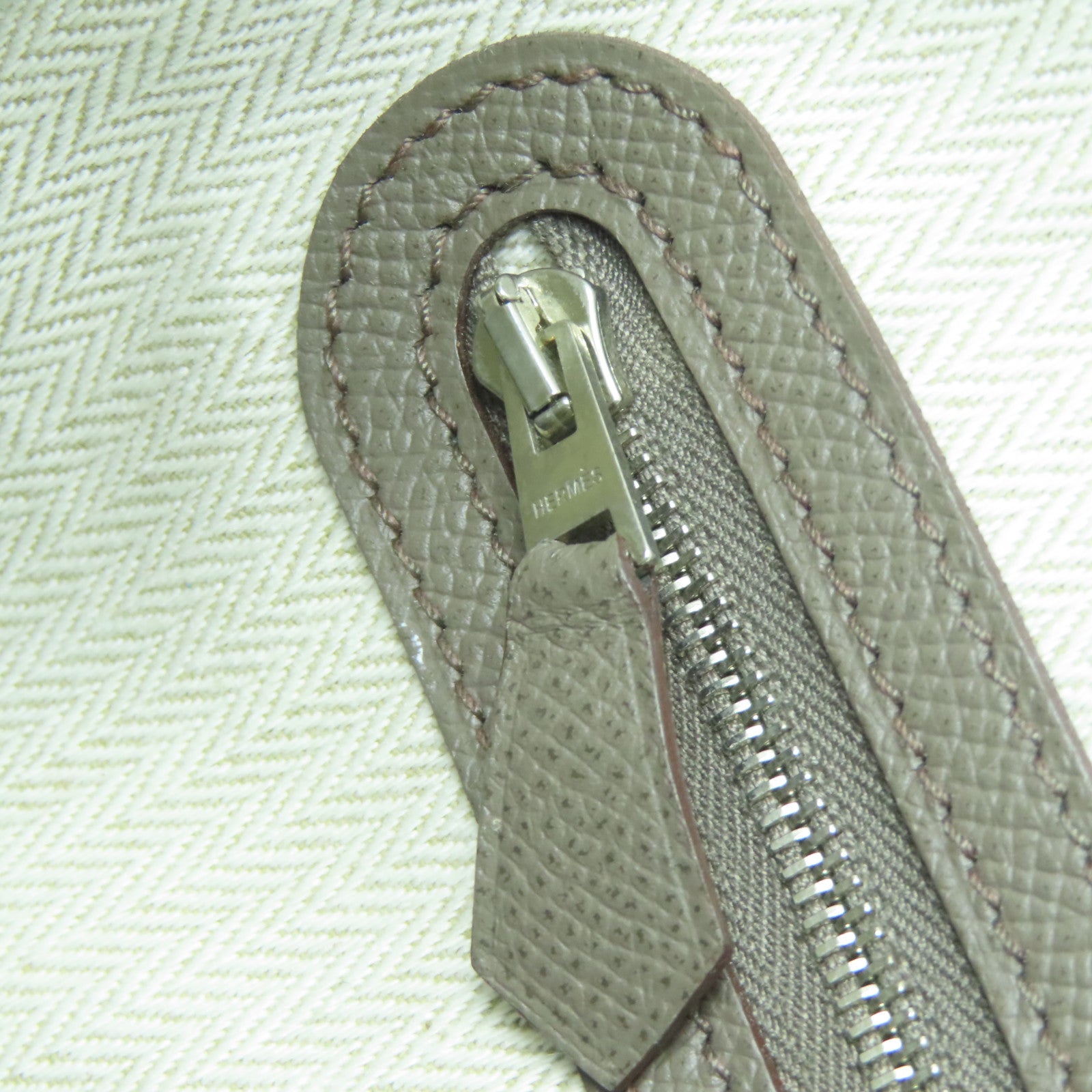 HERMES Epsom皮革Garden Party PM銀扣手挽袋Etoupe大象灰色