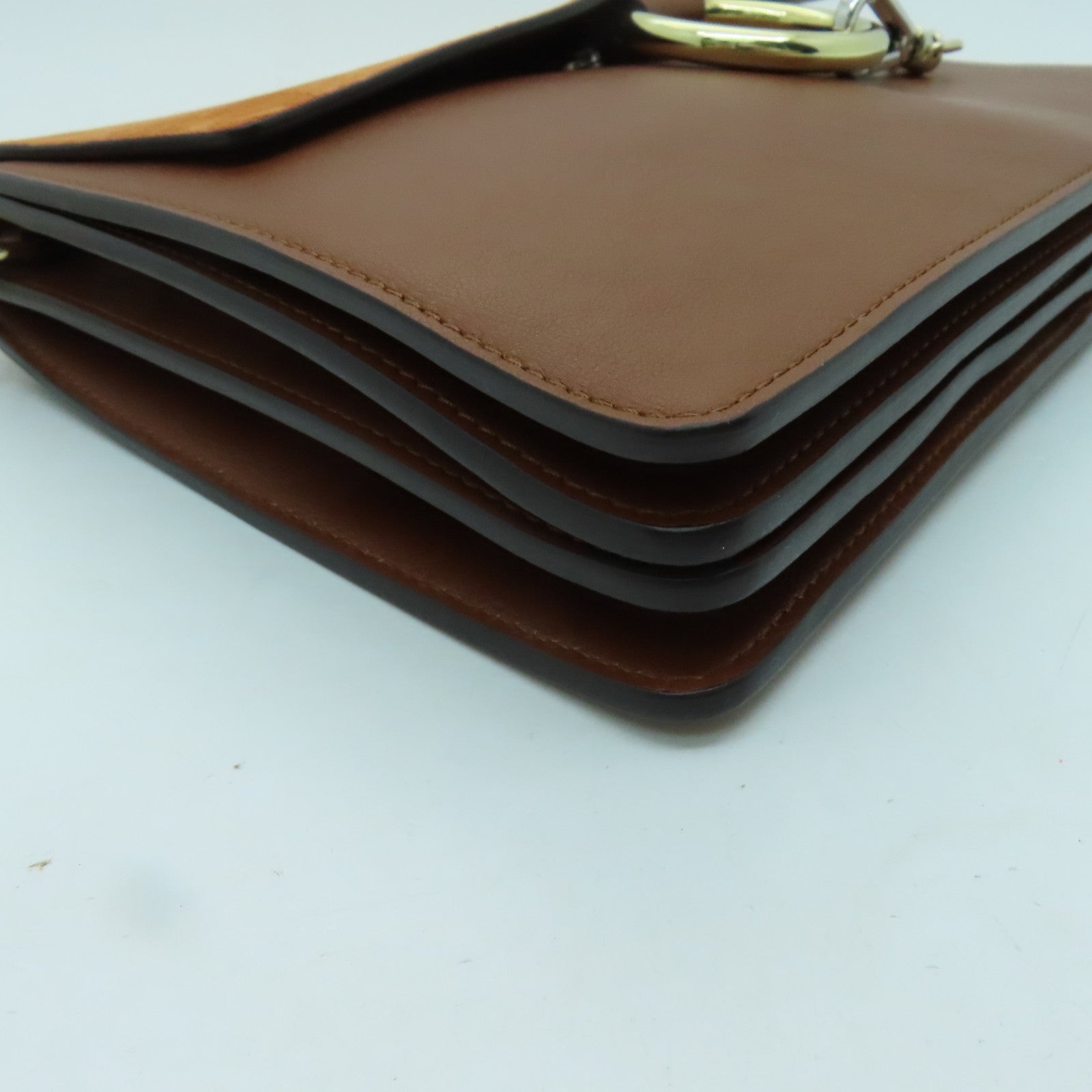 Chloe 牛皮皮革Shoulder Bag金扣肩背袋啡色