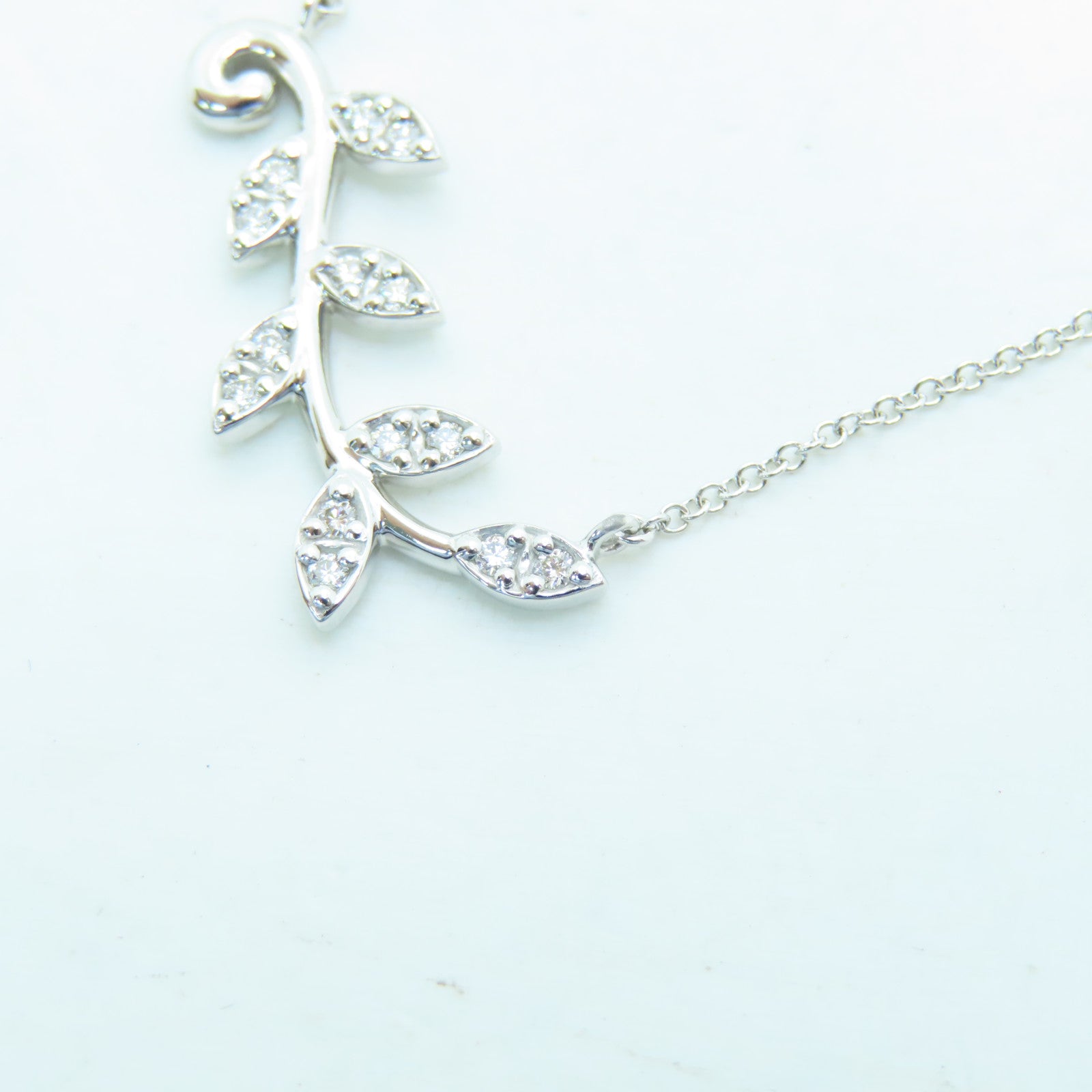 TIFFANY＆CO 18K白金Olive Leaf Diamond Necklace項鍊