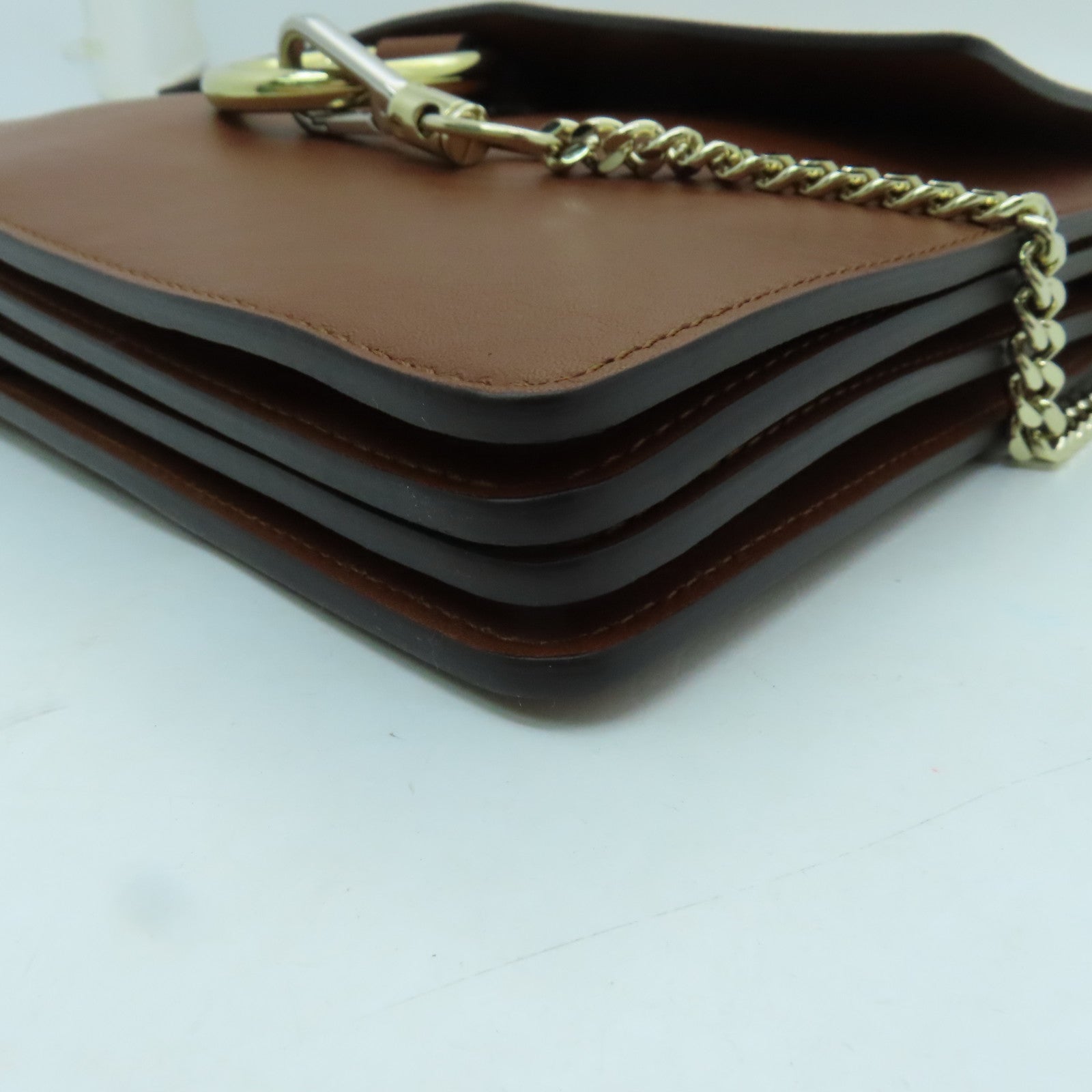 Chloe 牛皮皮革Shoulder Bag金扣肩背袋啡色