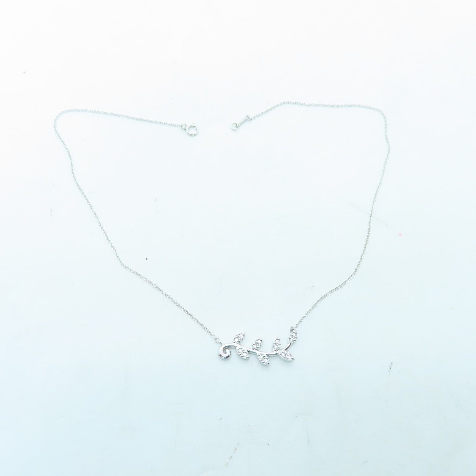 TIFFANY＆CO 18K白金Olive Leaf Diamond Necklace項鍊