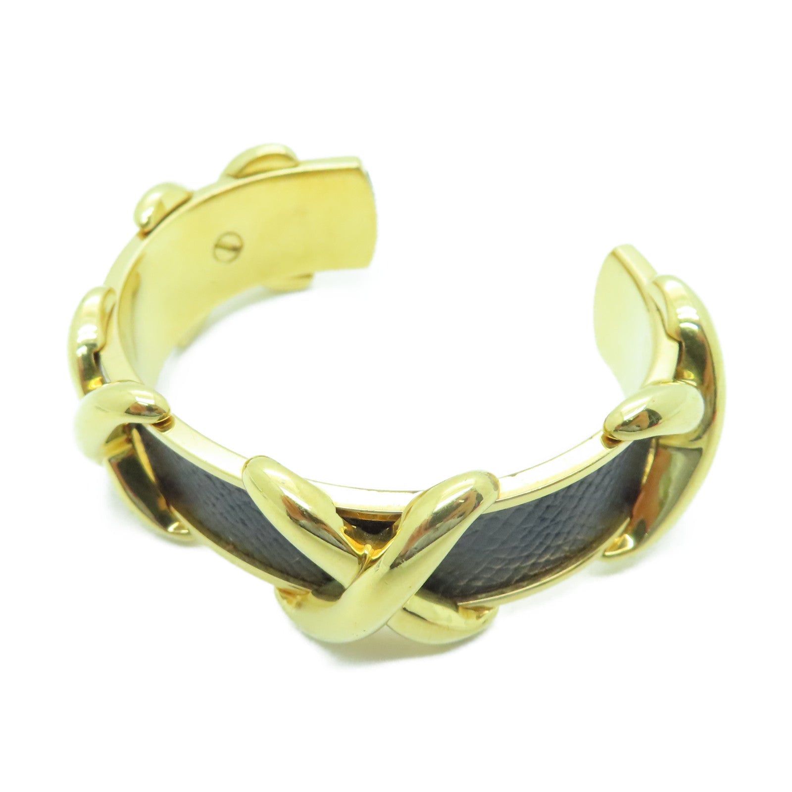 HERMES 金屬/Epsom皮革Vintage Bangle手環金色/黑色