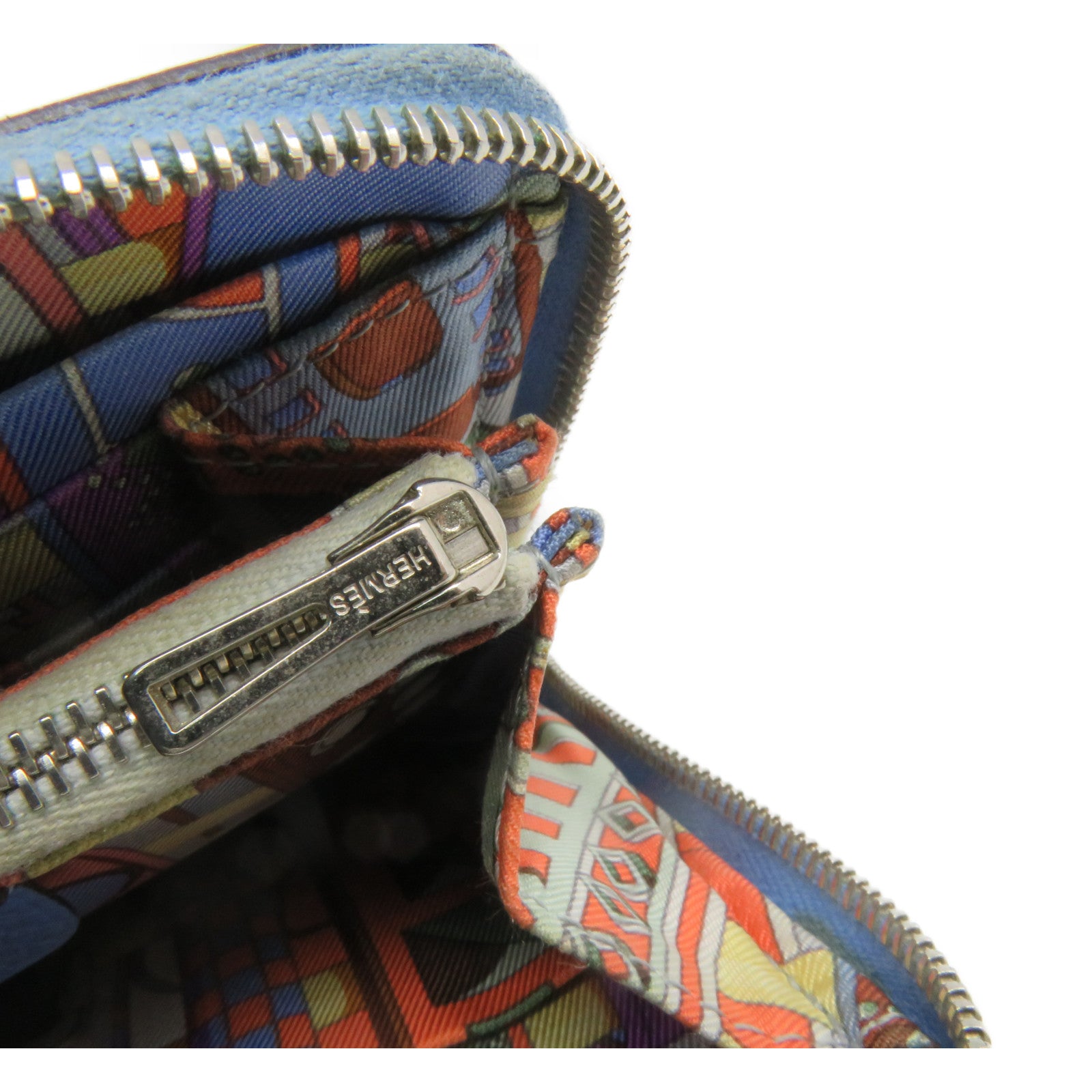 HERMES Epsom皮革Silk'in Compact Wallet银扣短钱包Blue Paradice蓝色