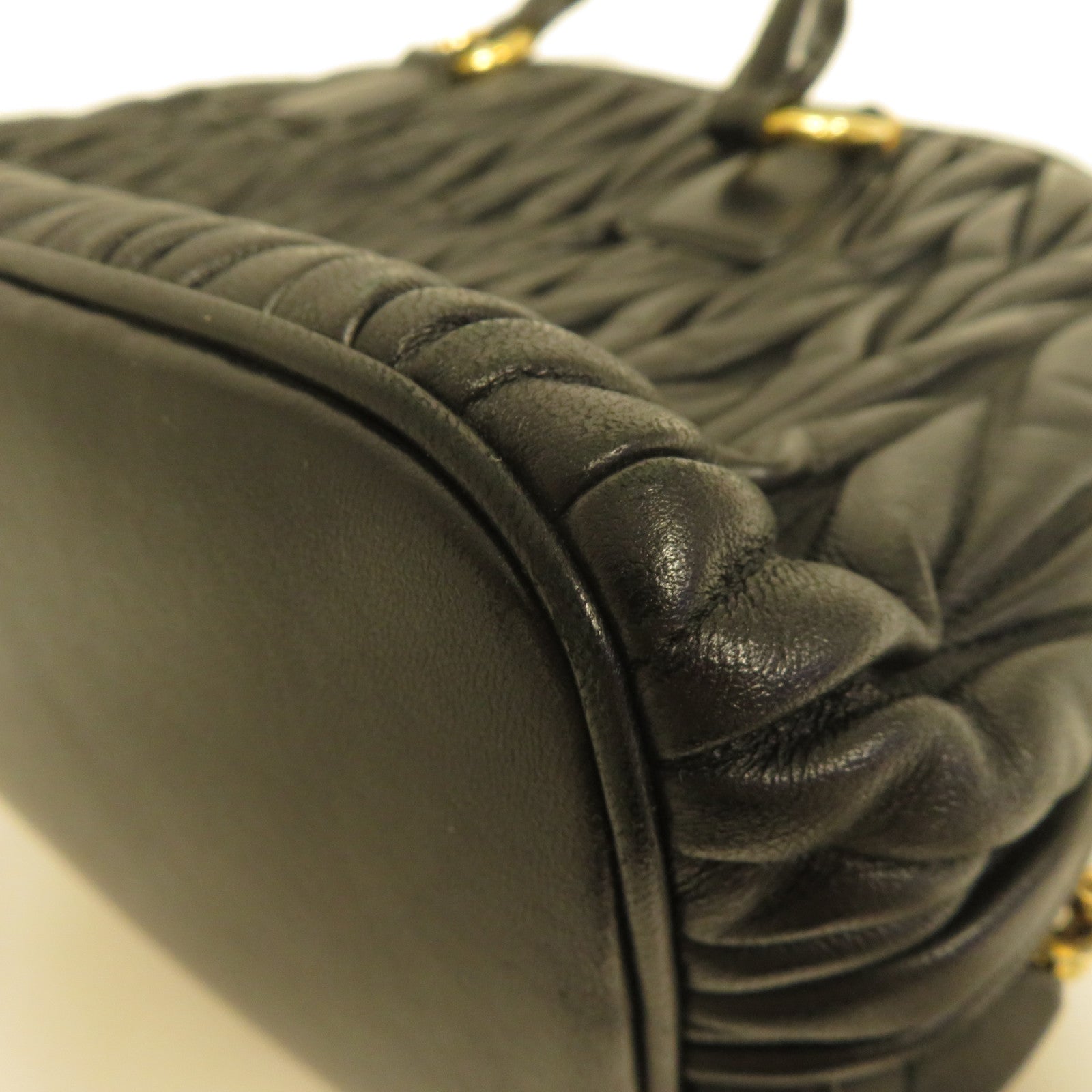 Miu Miu 羊皮皮革2 Way Shoulder金扣手挽肩背兩用袋黑色
