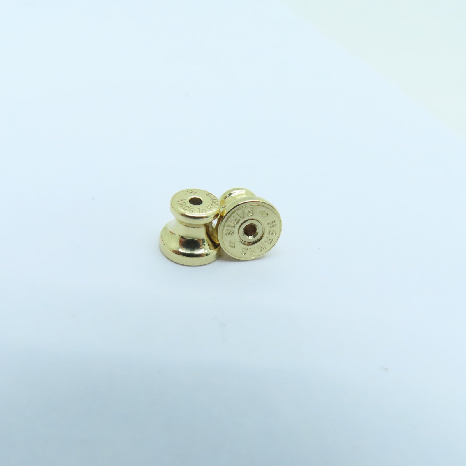 HERMES 水牛角Earrings金扣耳環啡色/黑色
