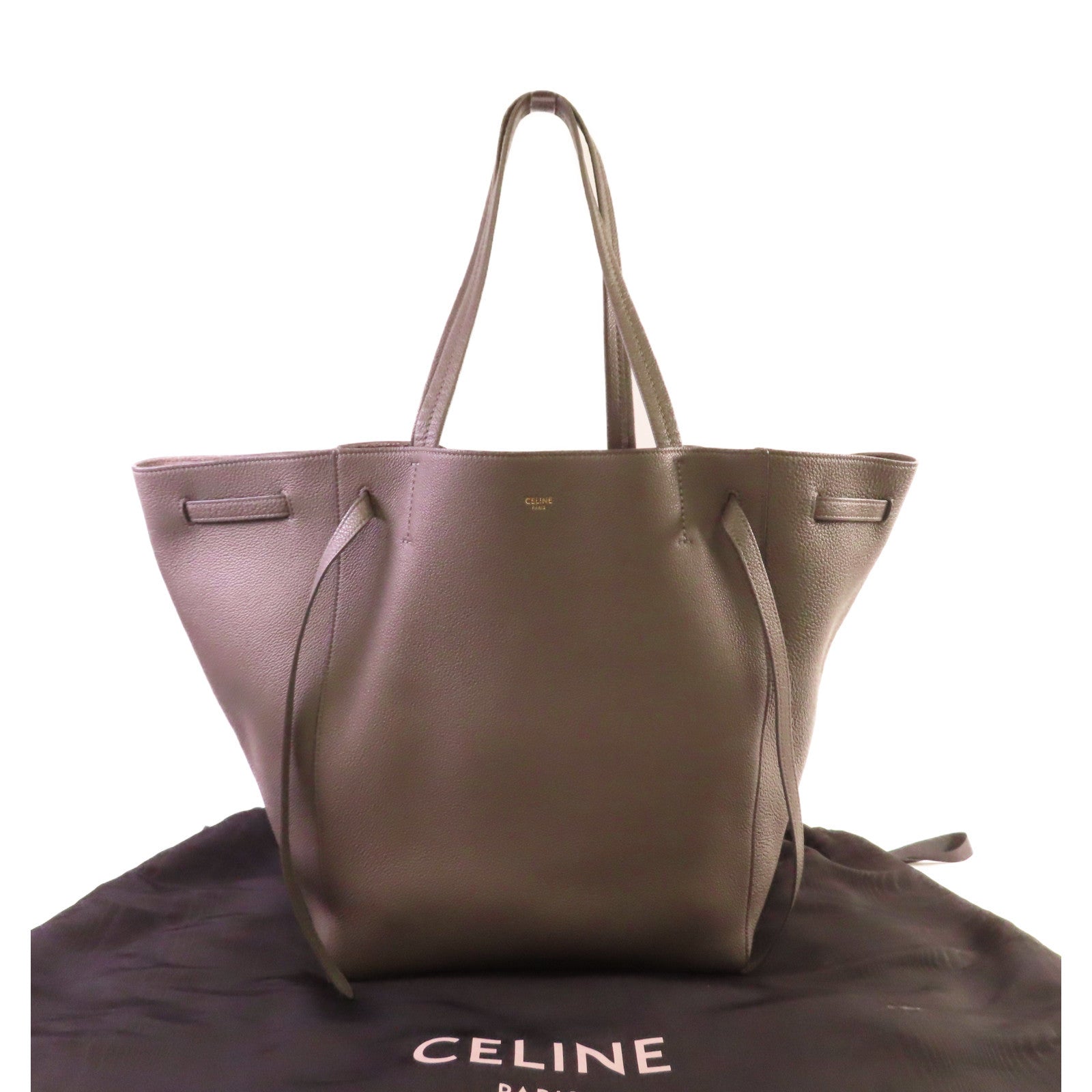 CELINE 牛皮皮革Cabas Phantom Tote Bag肩背袋灰色