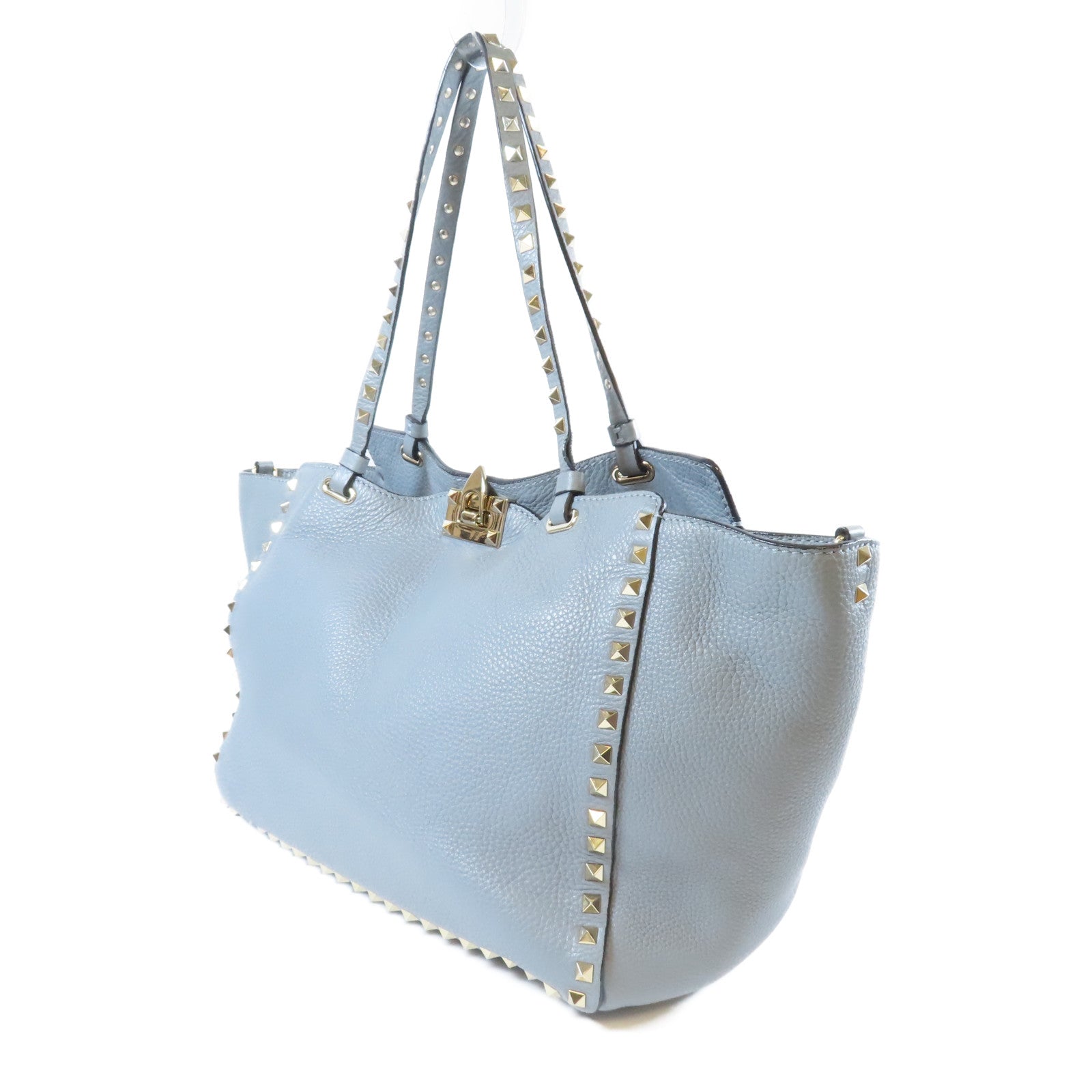 Valentino 牛皮皮革2 Way Shoulder Bag銀扣手挽肩背兩用袋藍色