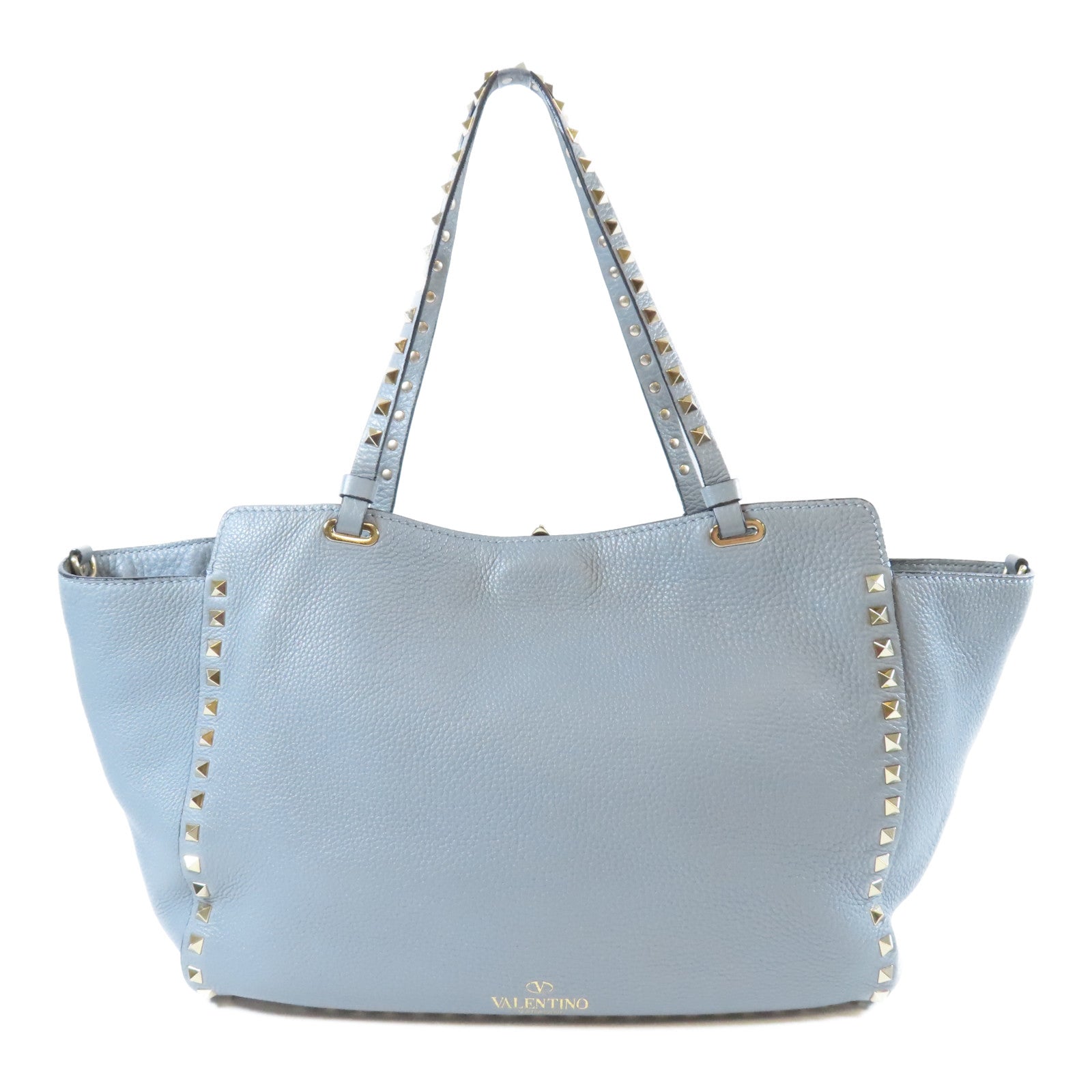 Valentino 牛皮皮革2 Way Shoulder Bag銀扣手挽肩背兩用袋藍色