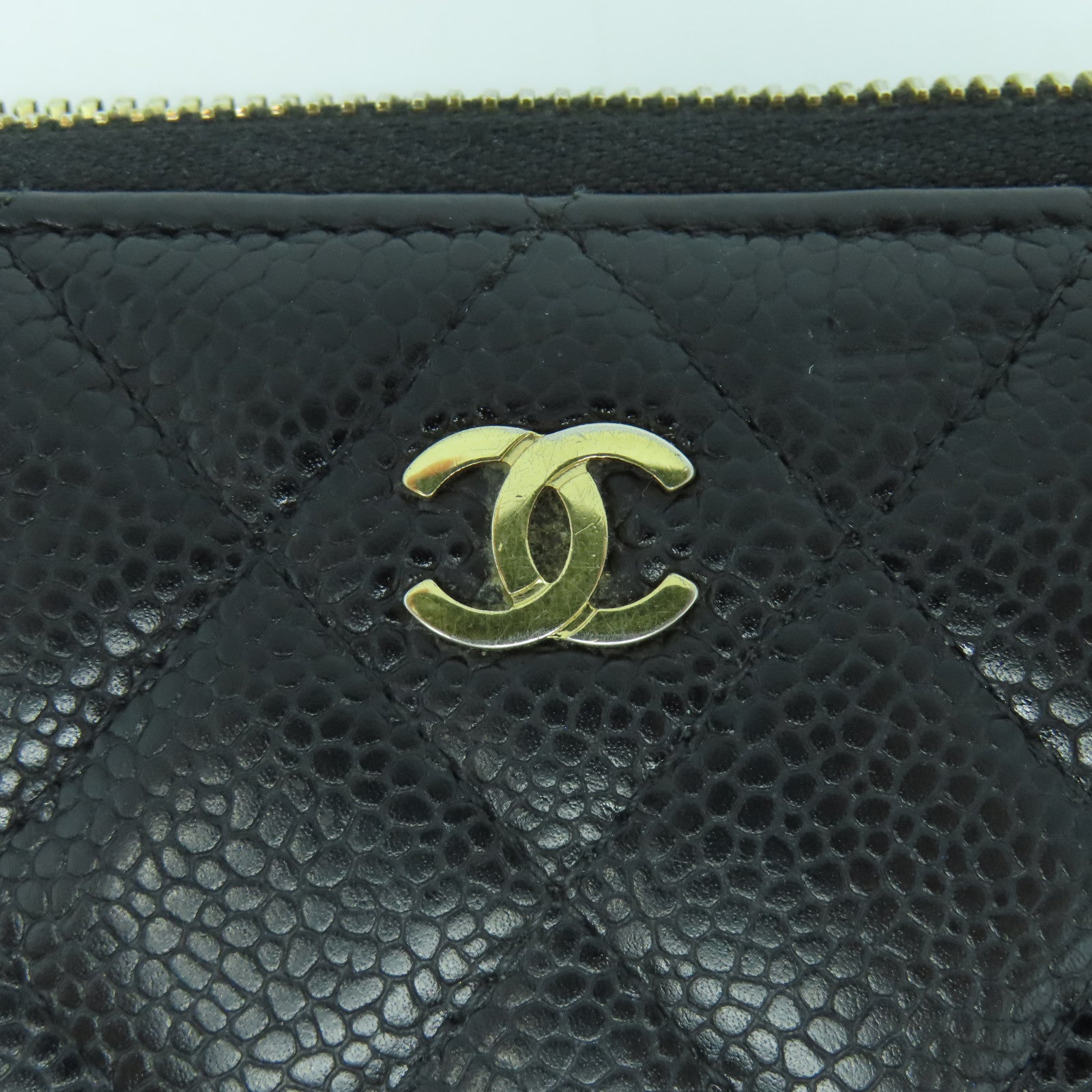 CHANEL 菱格Caviar皮革Wallet金扣長錢包黑色