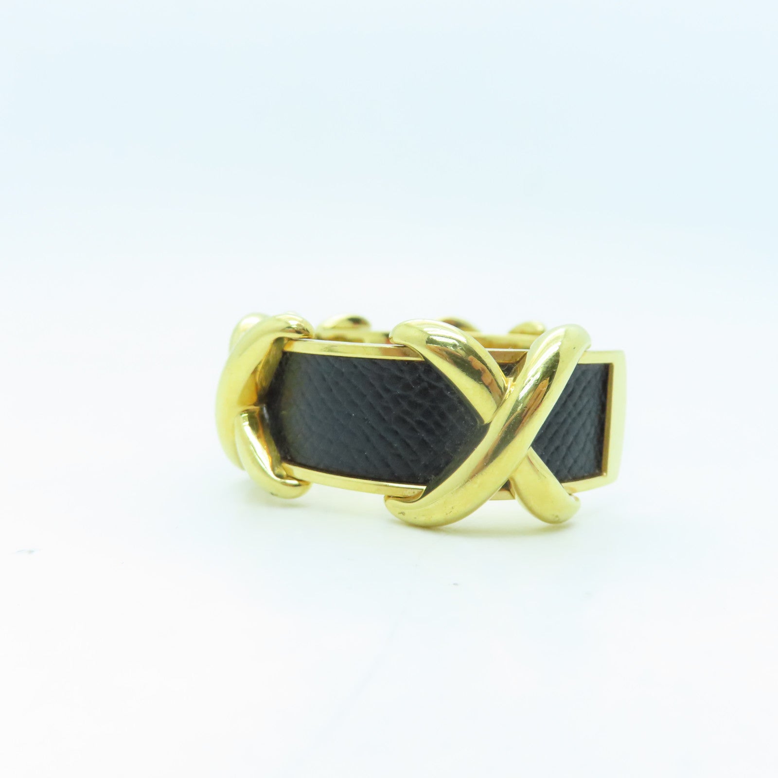 HERMES 金屬/Epsom皮革Vintage Bangle手環金色/黑色