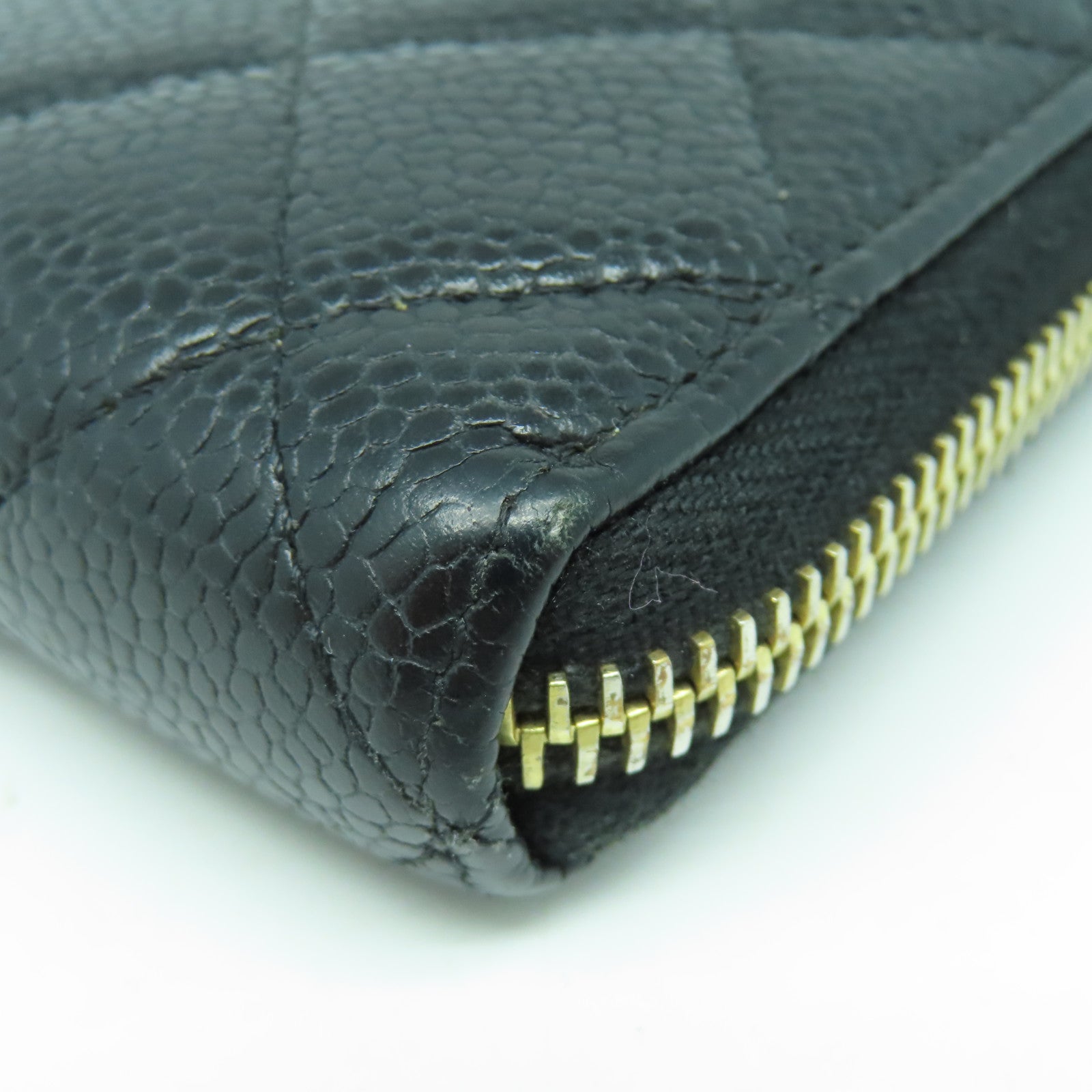 CHANEL 菱格Caviar皮革Wallet金扣長錢包黑色