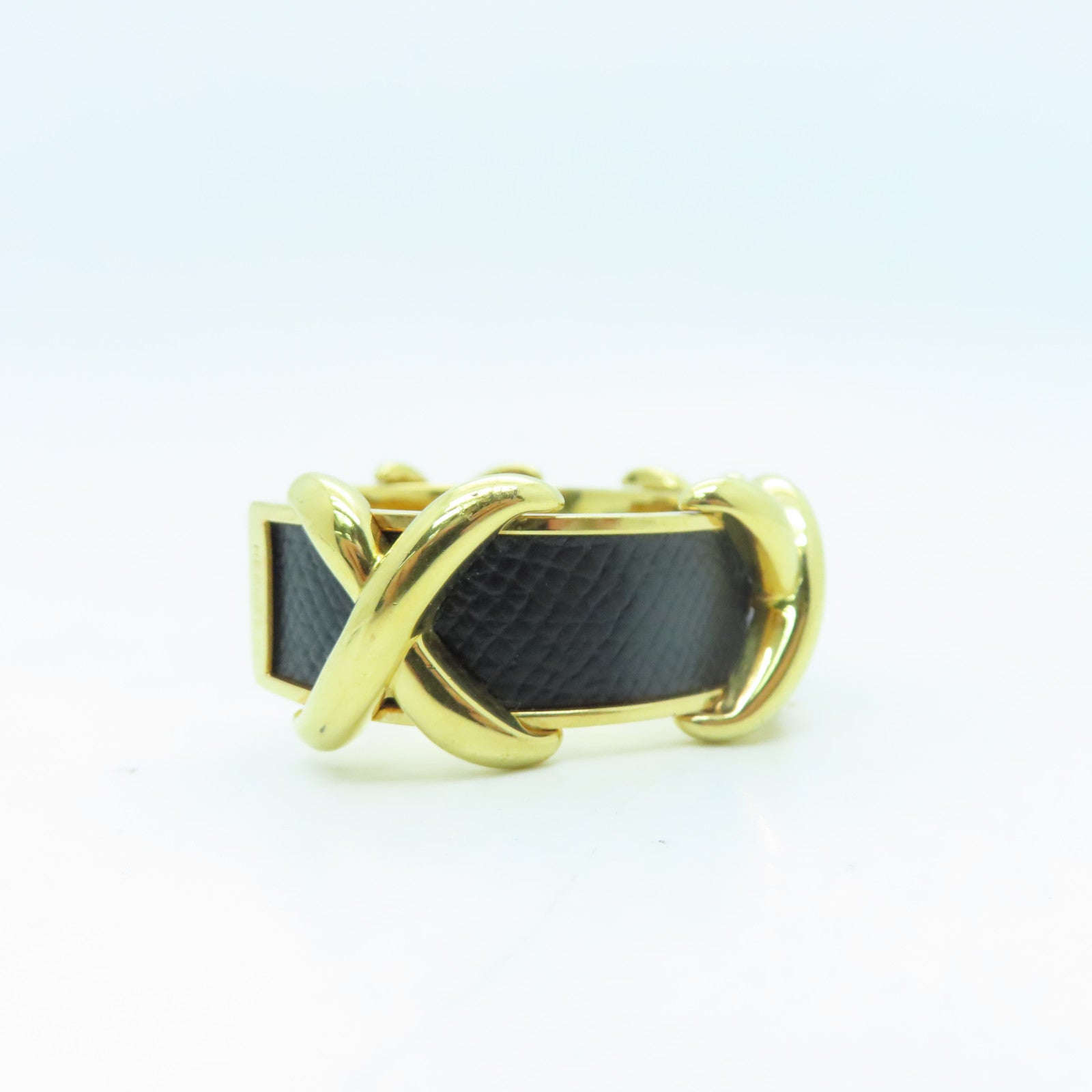 HERMES 金屬/Epsom皮革Vintage Bangle手環金色/黑色