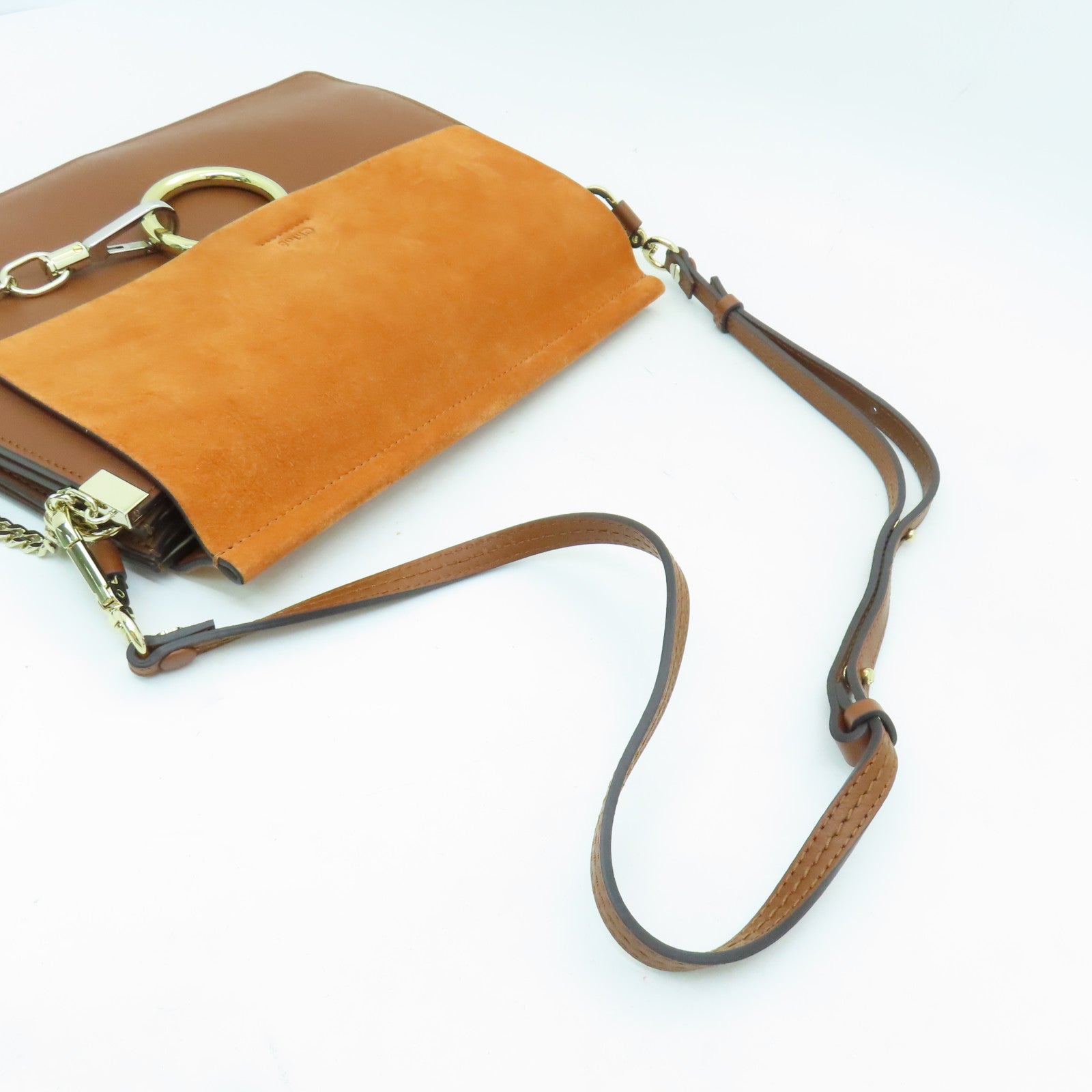 Chloe 牛皮皮革Shoulder Bag金扣肩背袋啡色