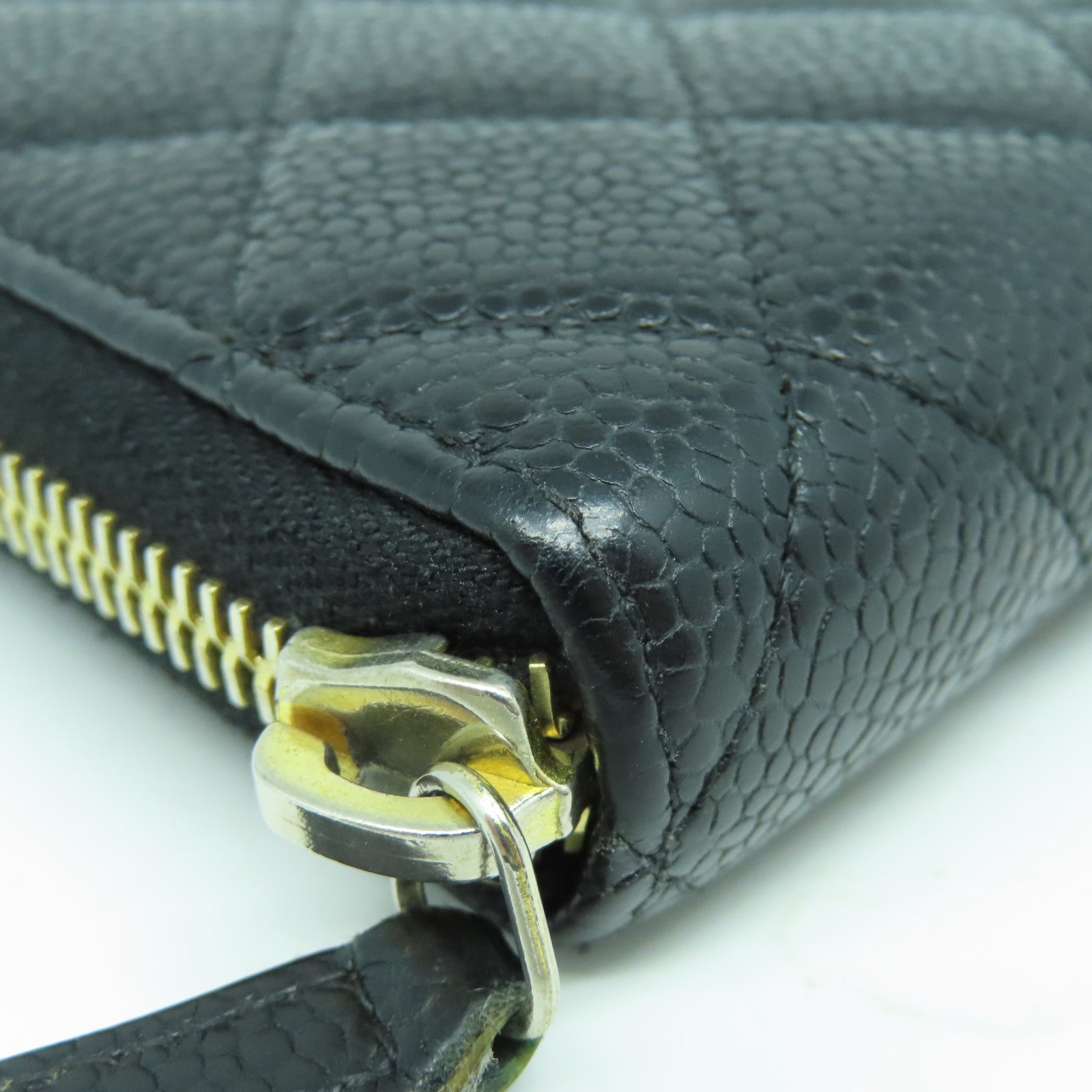 CHANEL 菱格Caviar皮革Wallet金扣長錢包黑色