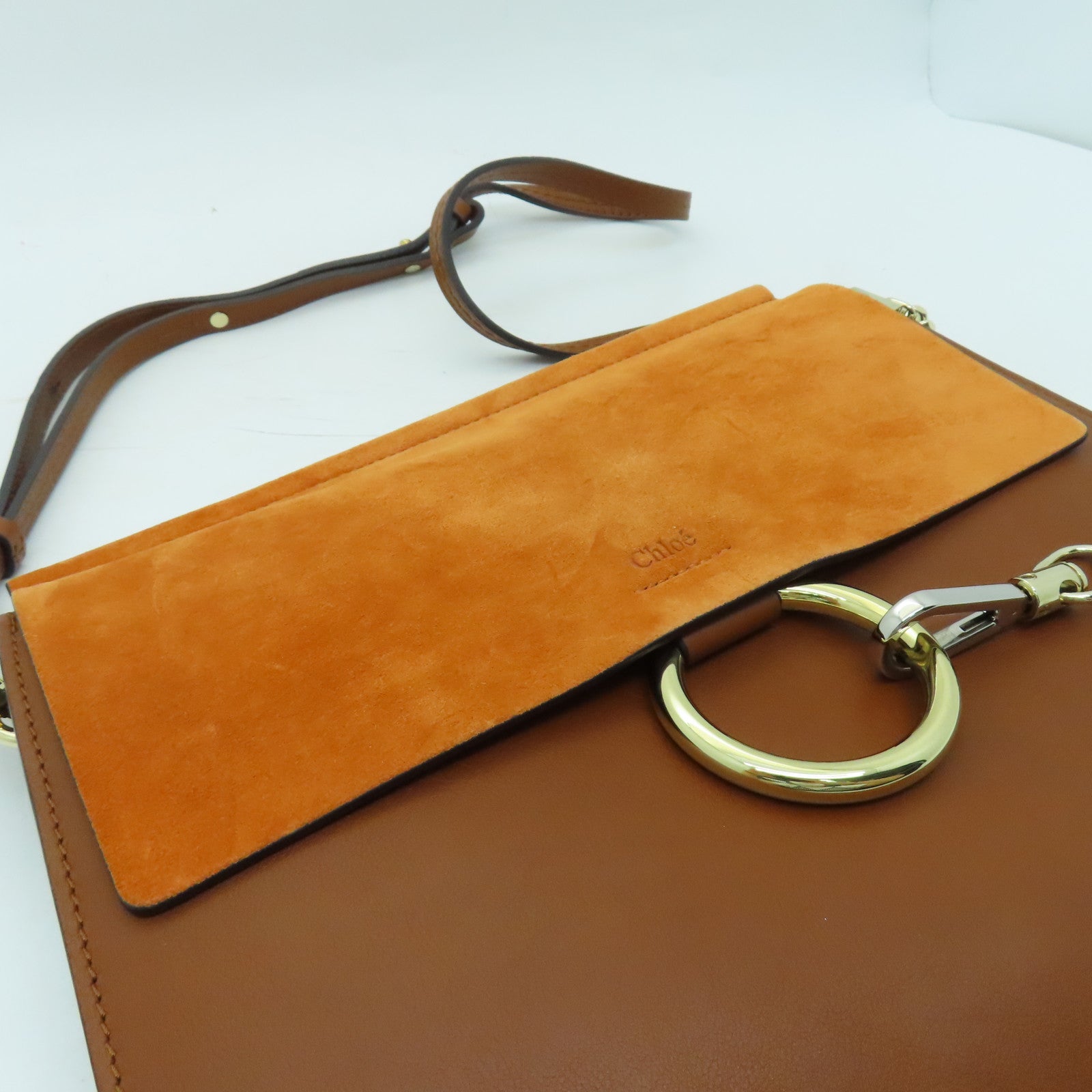 Chloe 牛皮皮革Shoulder Bag金扣肩背袋啡色