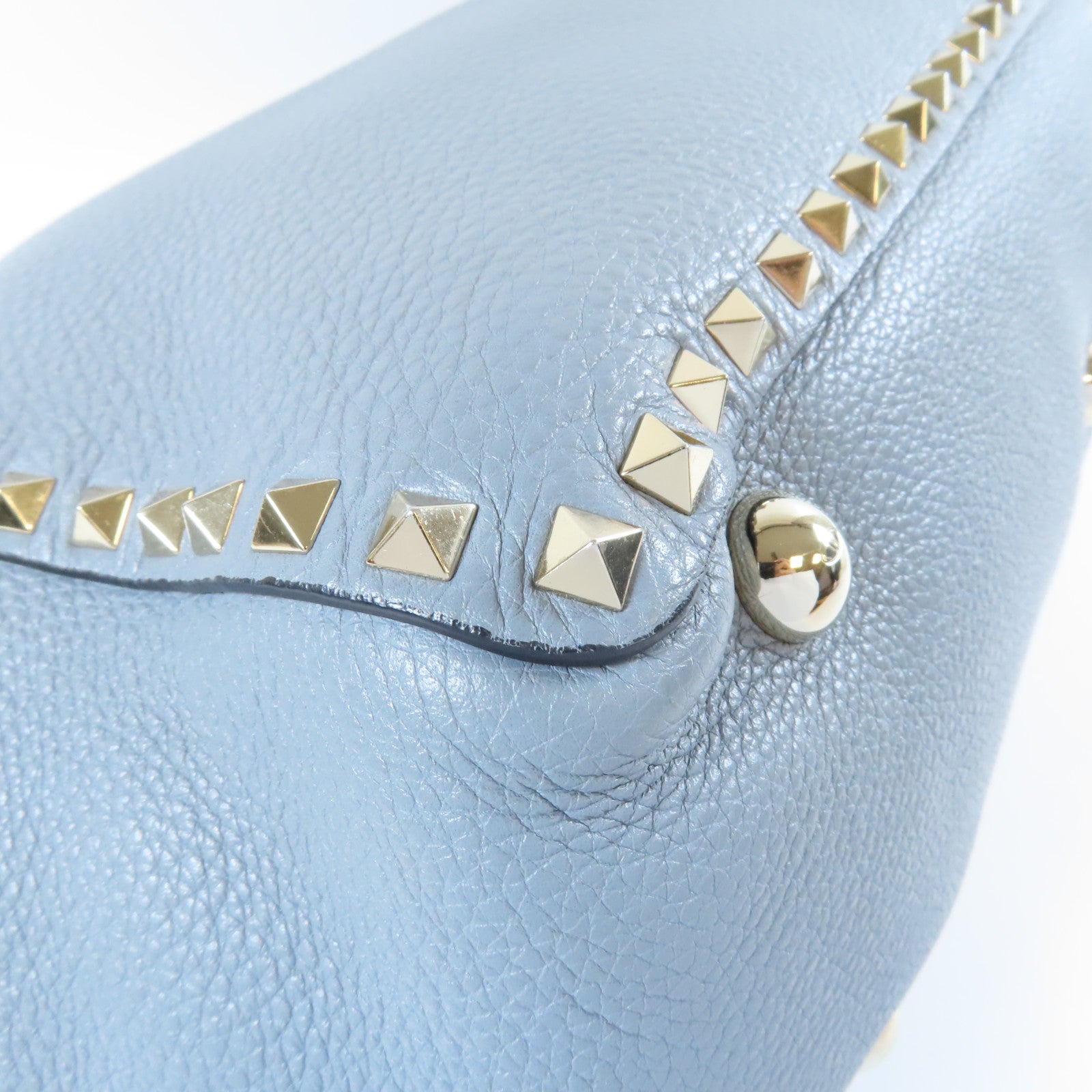 Valentino 牛皮皮革2 Way Shoulder Bag銀扣手挽肩背兩用袋藍色