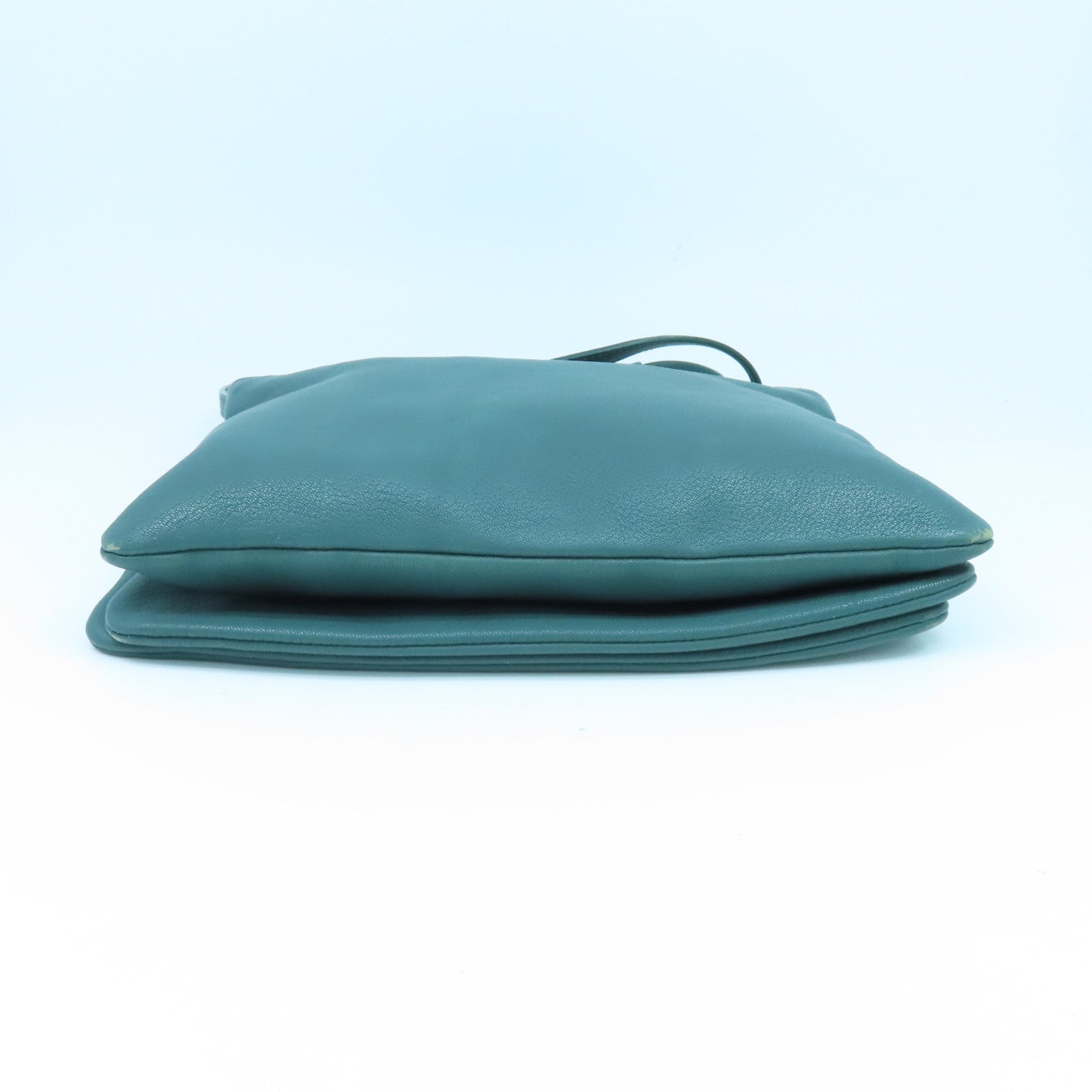 CELINE 牛皮皮革Shoulder Bag金扣肩背袋綠色