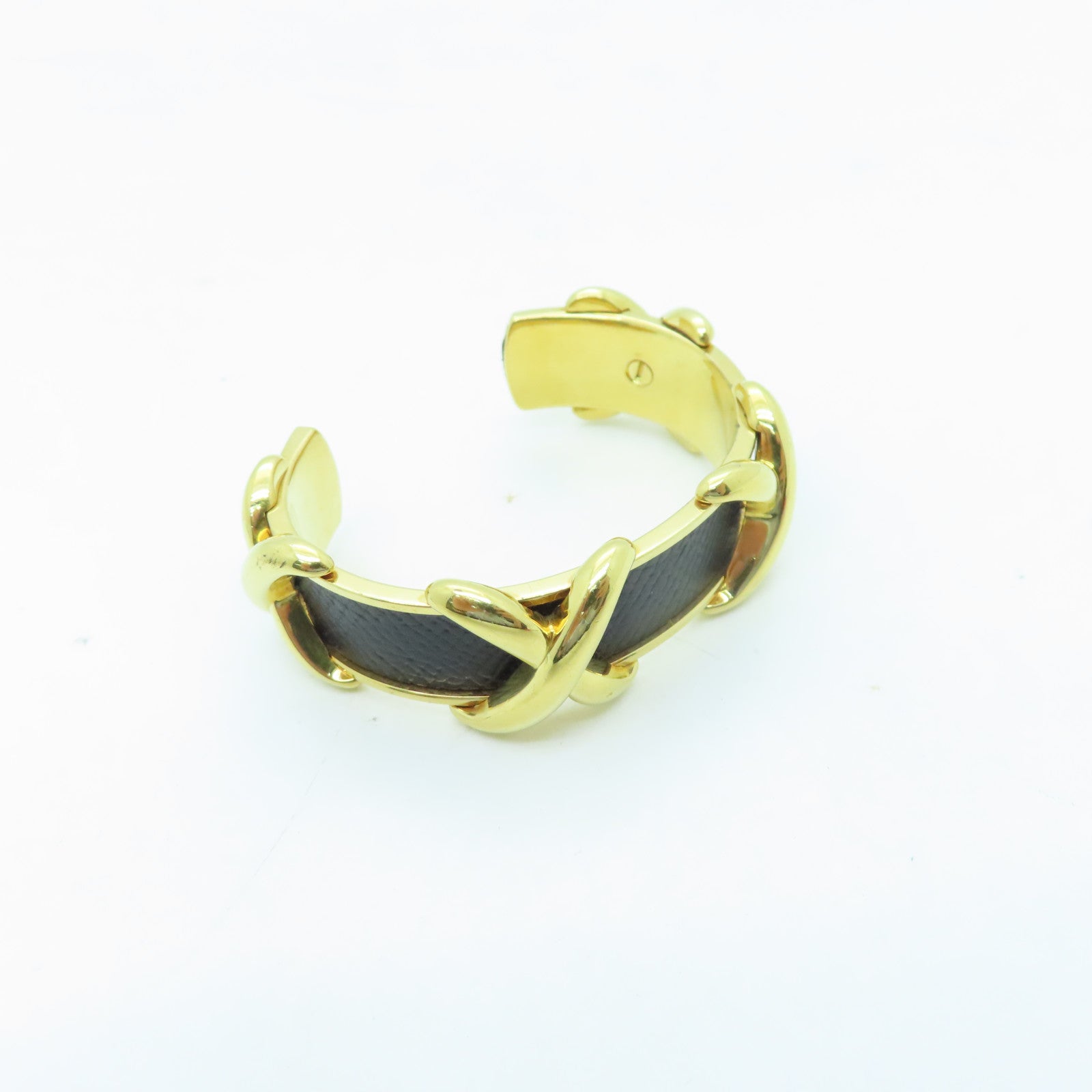 HERMES 金屬/Epsom皮革Vintage Bangle手環金色/黑色