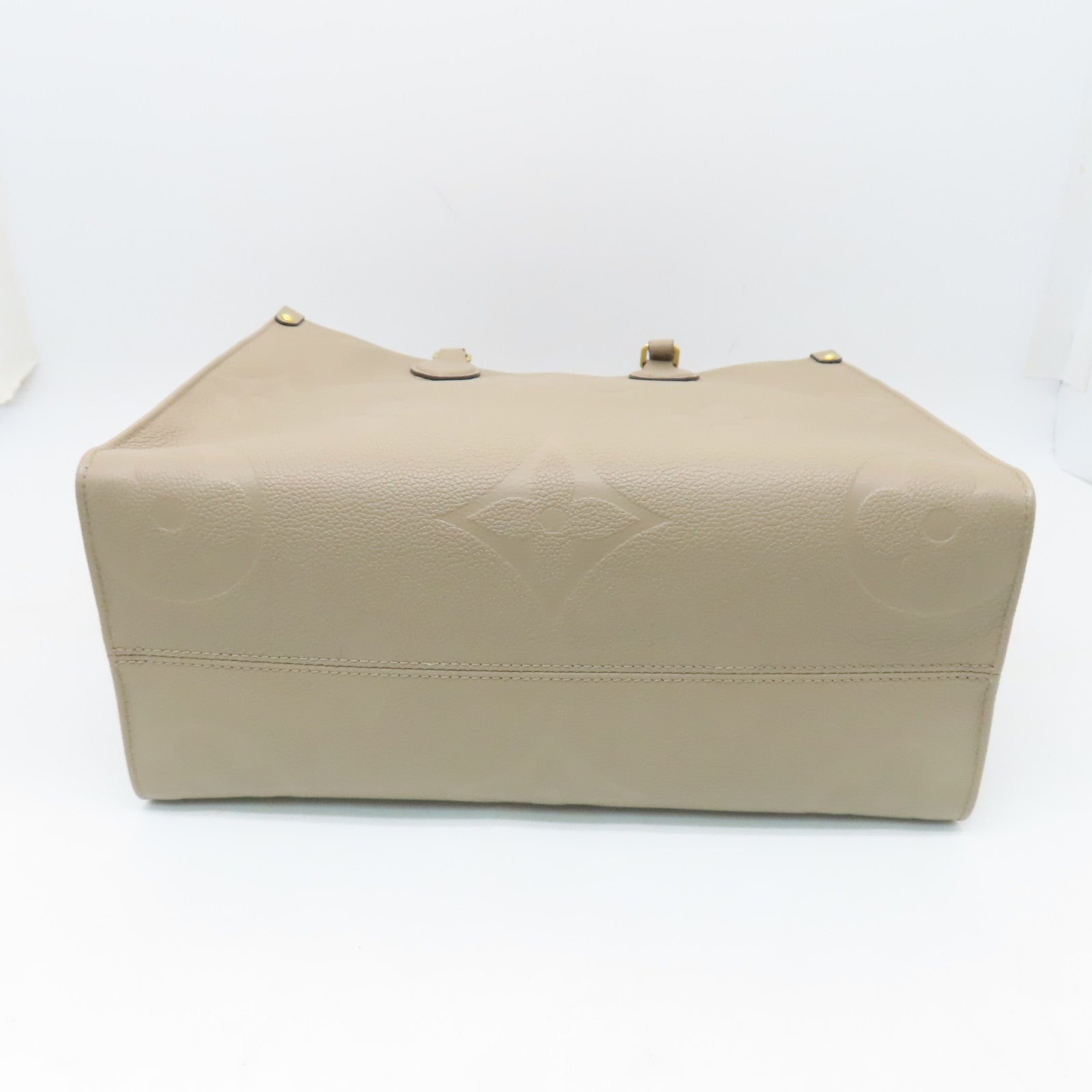 LOUIS VUITTON 【激減優惠】Monogram Empreinte Giant On The Go MM金扣手挽袋米色