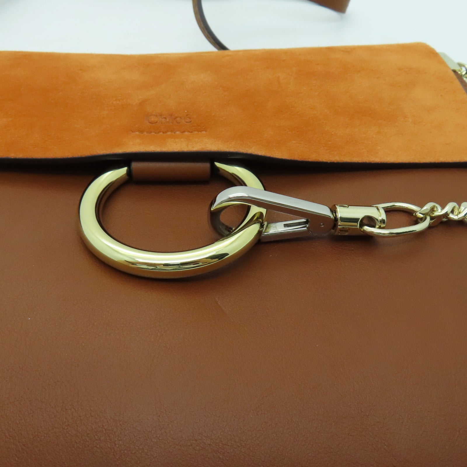 Chloe 牛皮皮革Shoulder Bag金扣肩背袋啡色