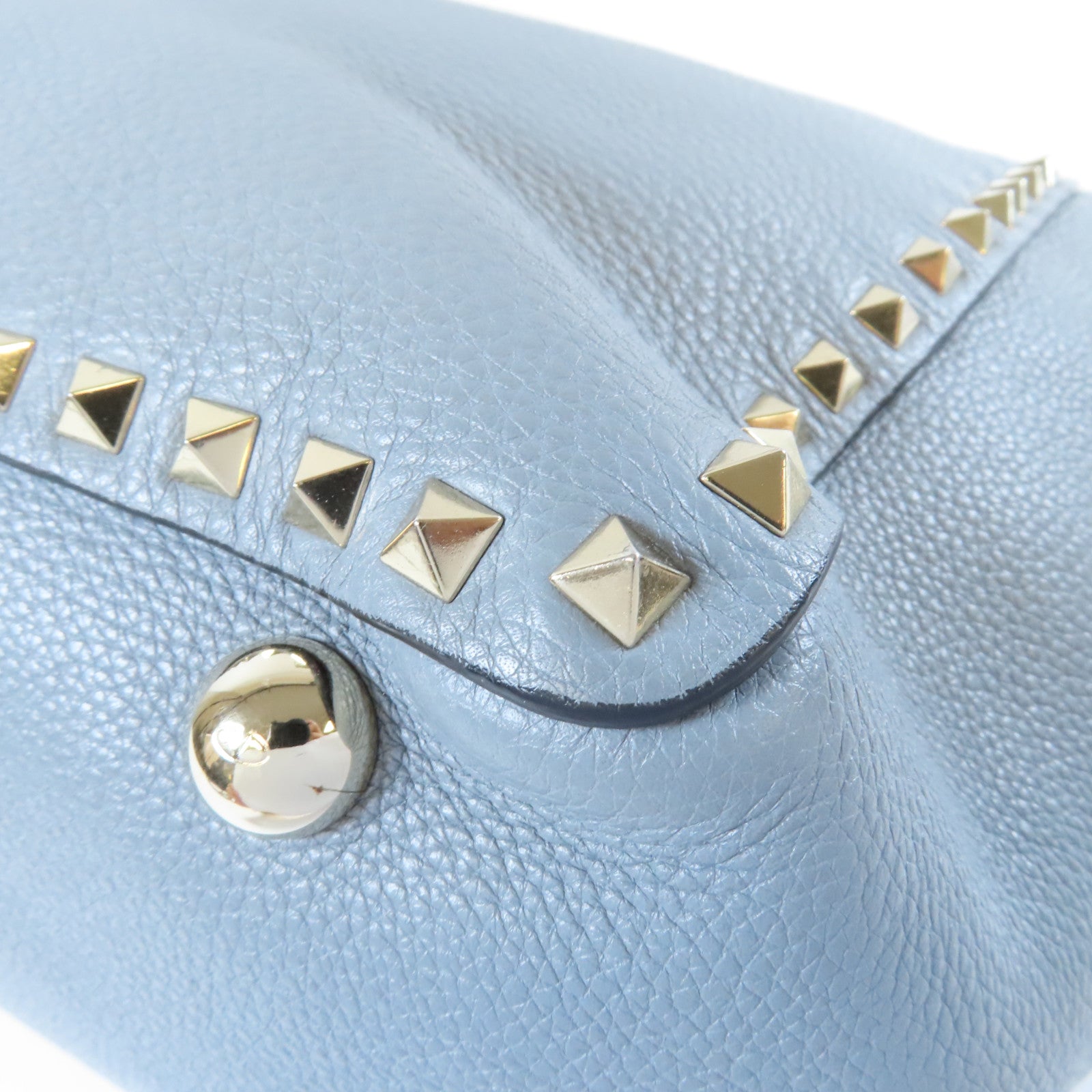 Valentino 牛皮皮革2 Way Shoulder Bag銀扣手挽肩背兩用袋藍色