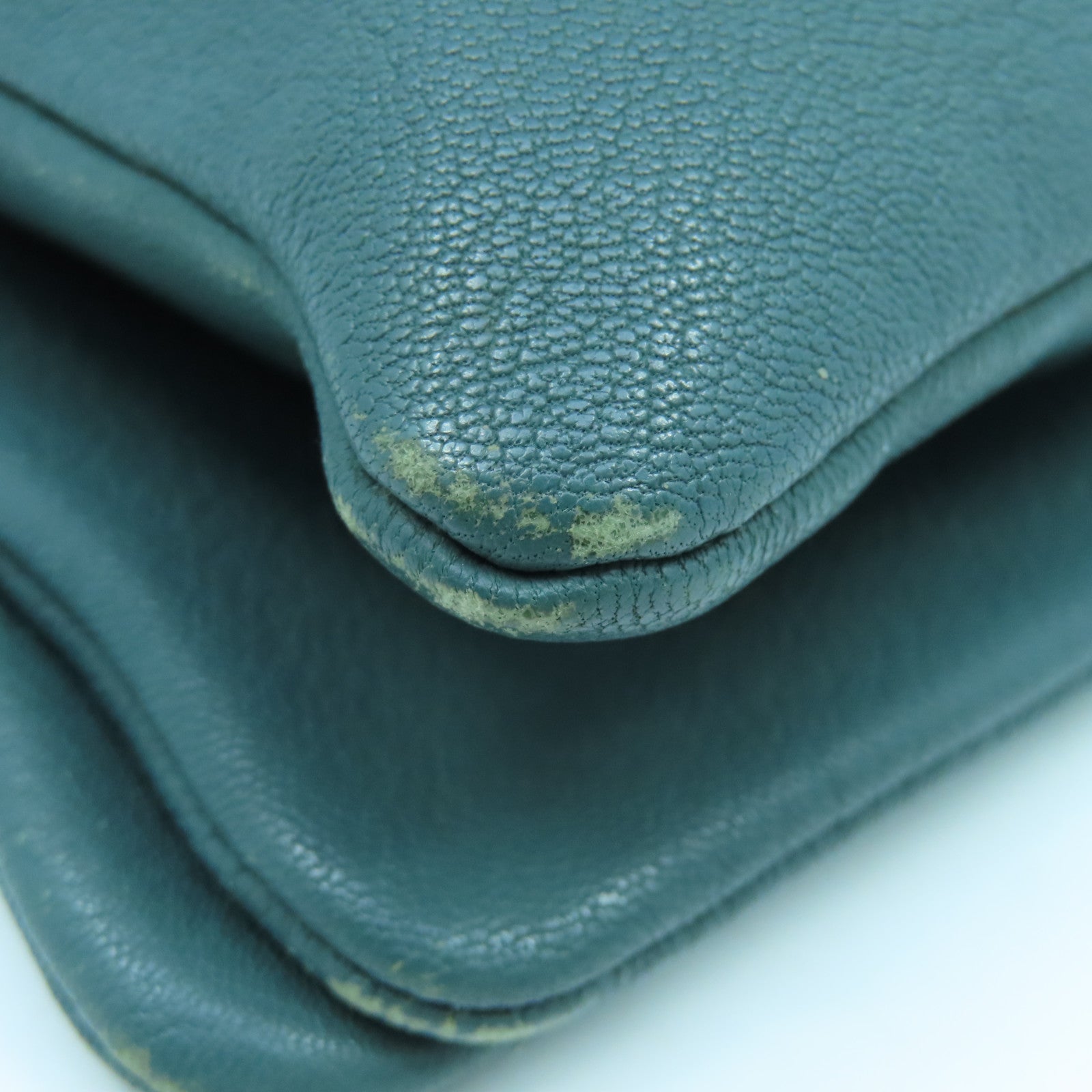CELINE 牛皮皮革Shoulder Bag金扣肩背袋綠色