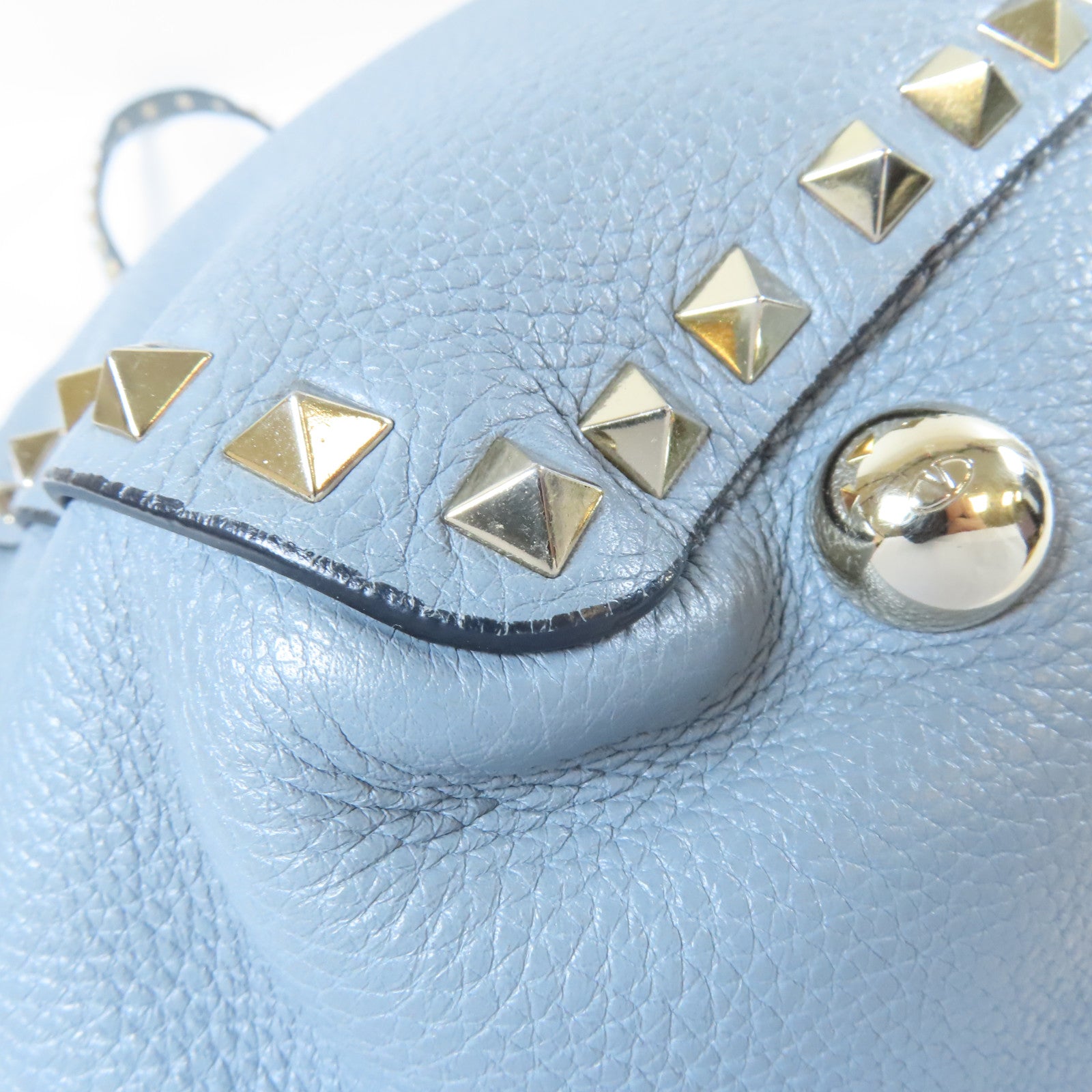 Valentino 牛皮皮革2 Way Shoulder Bag銀扣手挽肩背兩用袋藍色