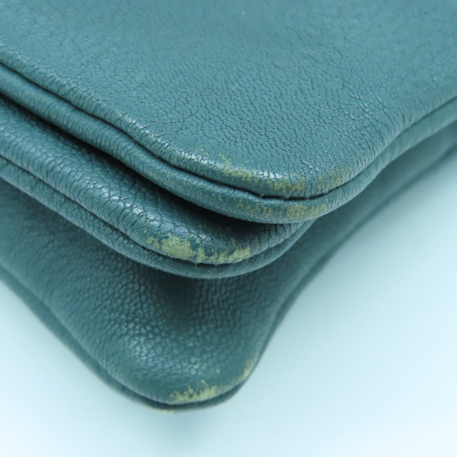 CELINE 牛皮皮革Shoulder Bag金扣肩背袋綠色
