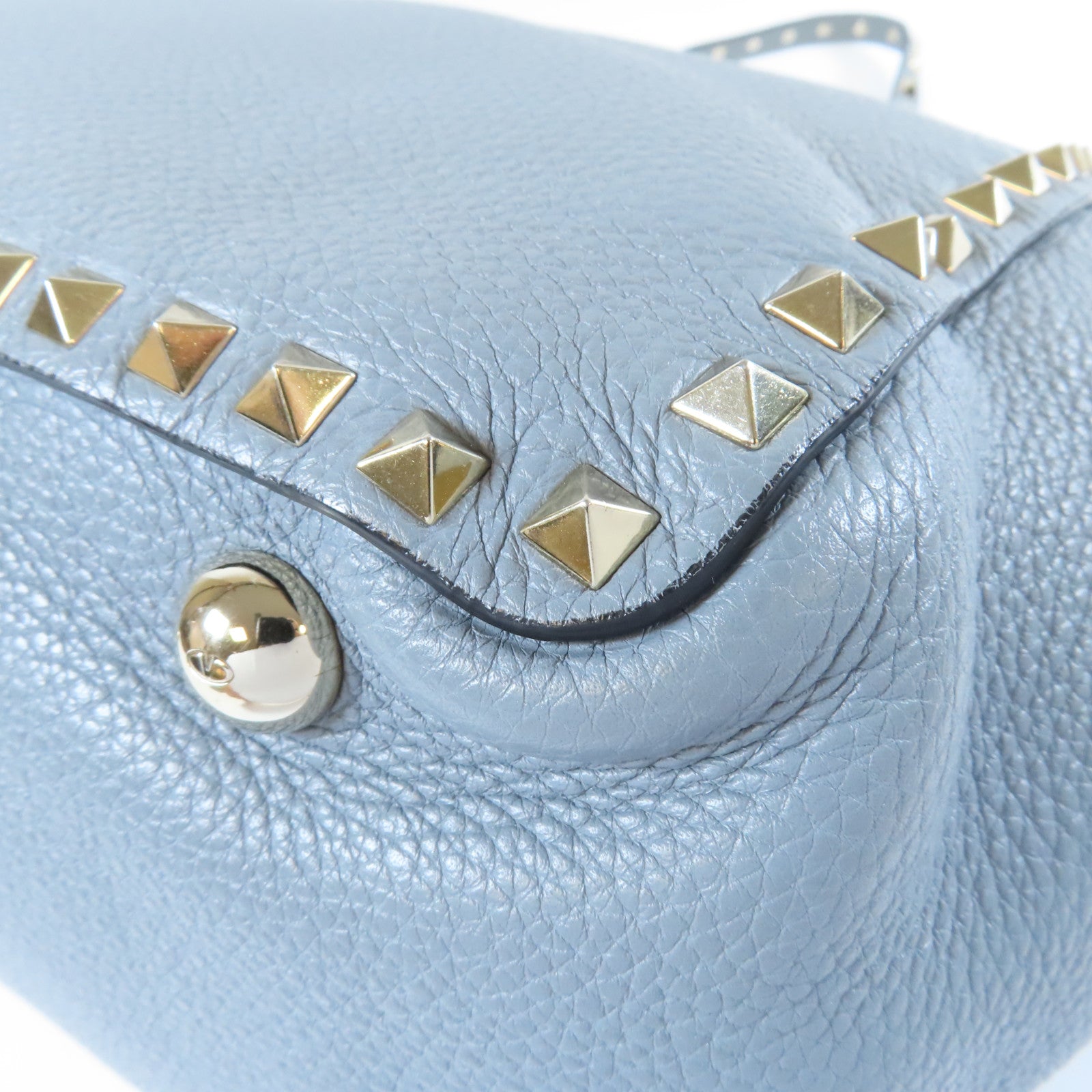 Valentino 牛皮皮革2 Way Shoulder Bag銀扣手挽肩背兩用袋藍色
