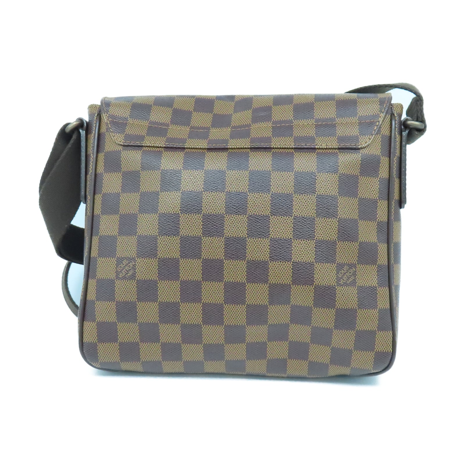 LOUIS VUITTON Damier District PM金扣肩背袋棕色