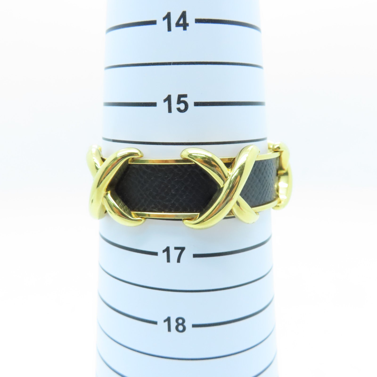 HERMES 金屬/Epsom皮革Vintage Bangle手環金色/黑色