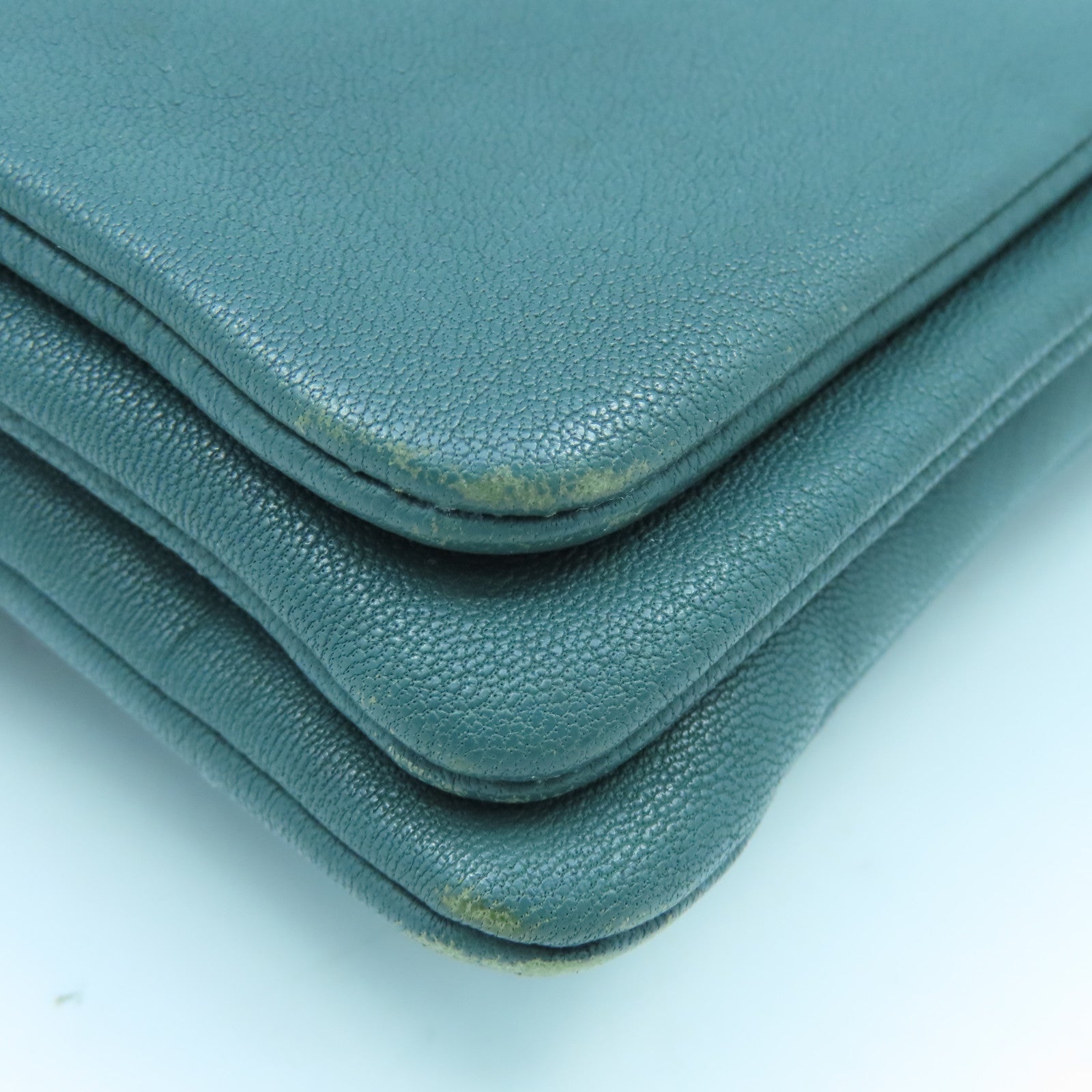 CELINE 牛皮皮革Shoulder Bag金扣肩背袋綠色