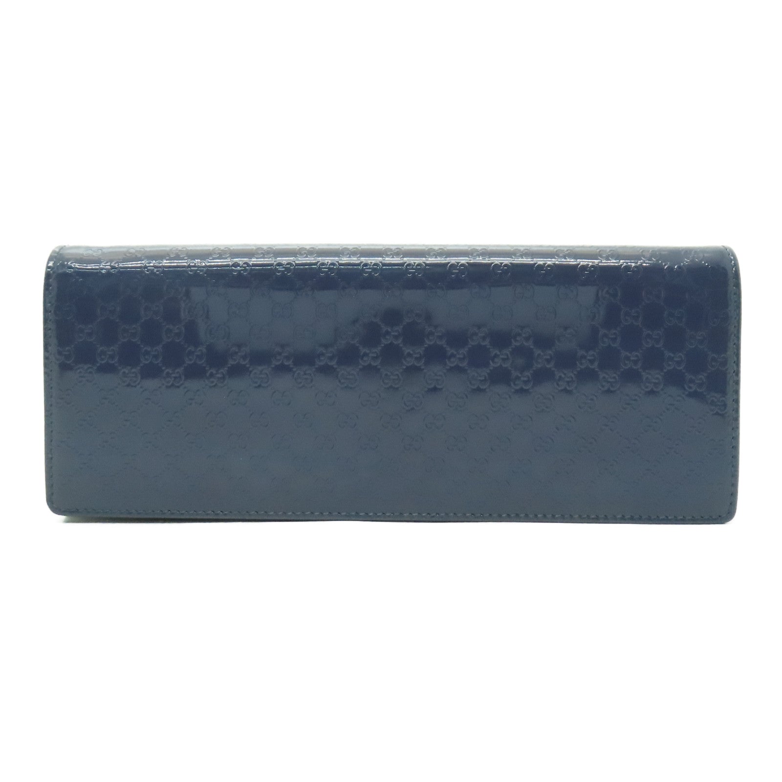 GUCCI 漆皮/壓紋皮革Clutch Bag銀扣手拿包藍色
